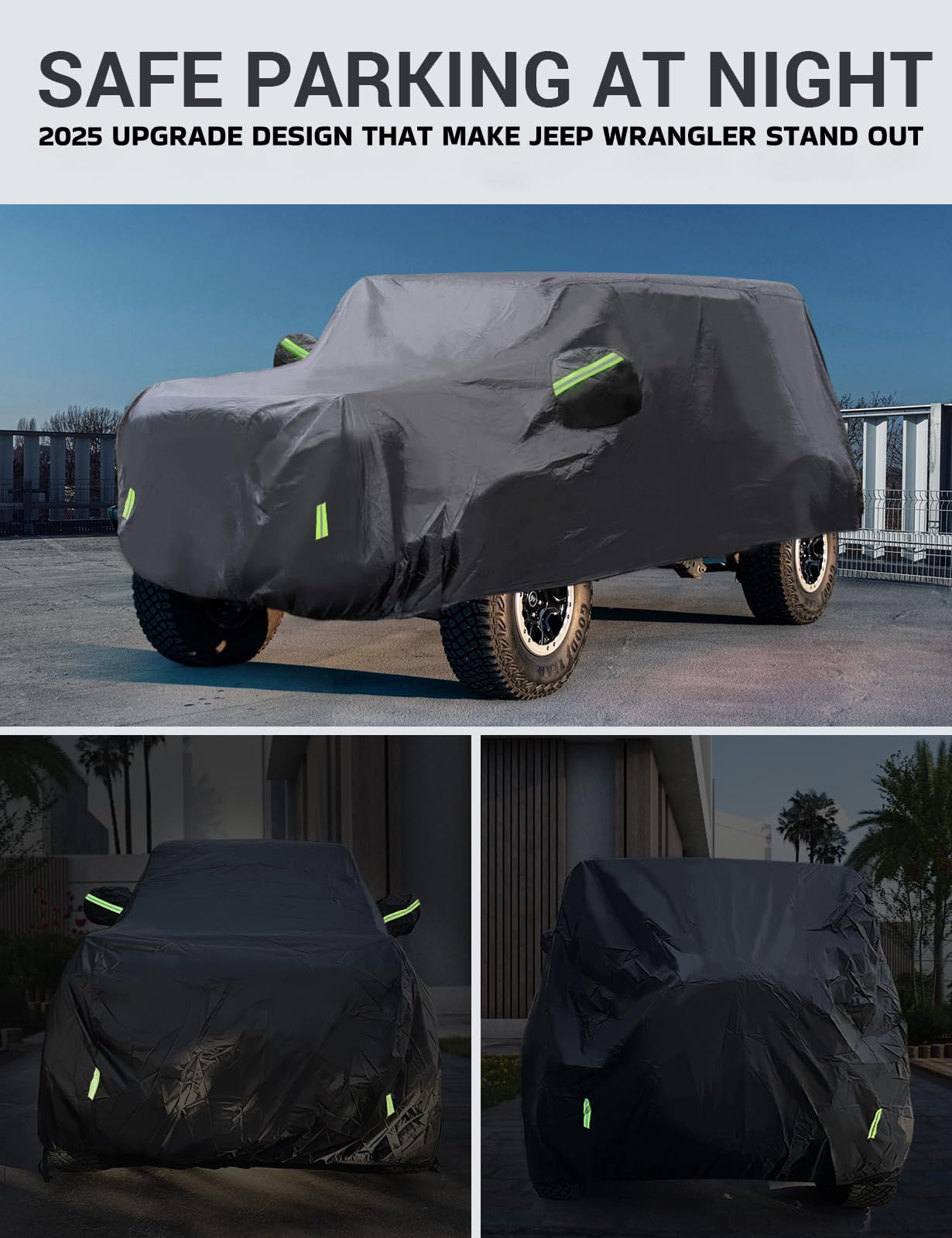 Proadsy 6 Layers Car Cover Custom Fit For Jeep Wrangler 4 Door Jk Jl Yj Tj 2018-2024 Unlimited Sport Sahara Rubicon Windproof All Weather Waterproof Sun Rain Uv Dust Snow Protection Outdoor Covers