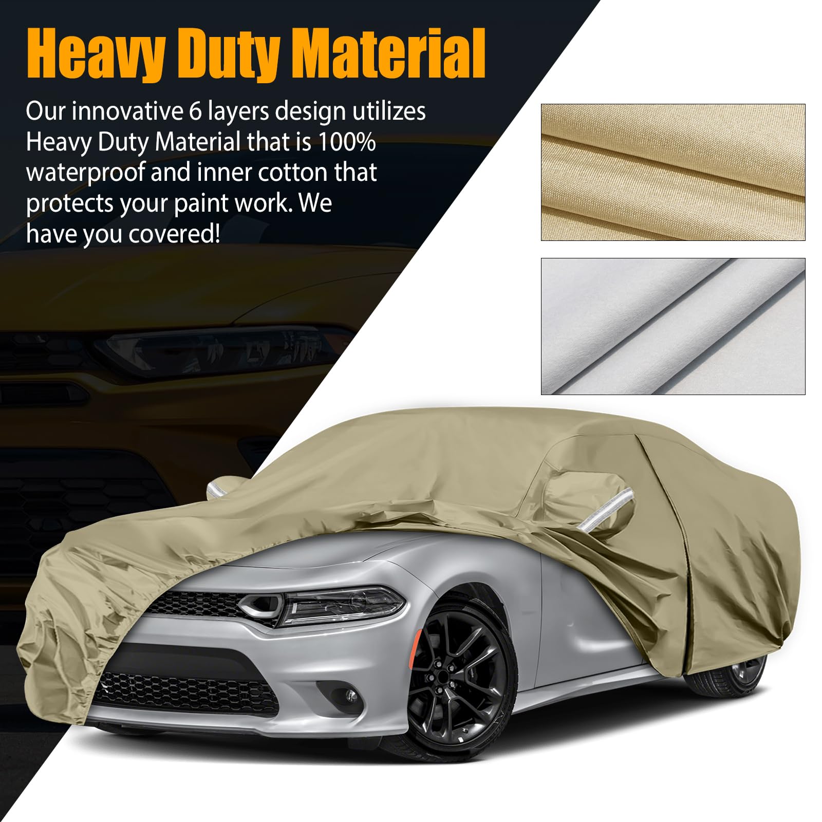 Waterproof Car Covers Replace for 2006-2025 Dodge Charger/Chrysler 300 300C, Multilayer Heavy Duty with Cotton Liner All Weather