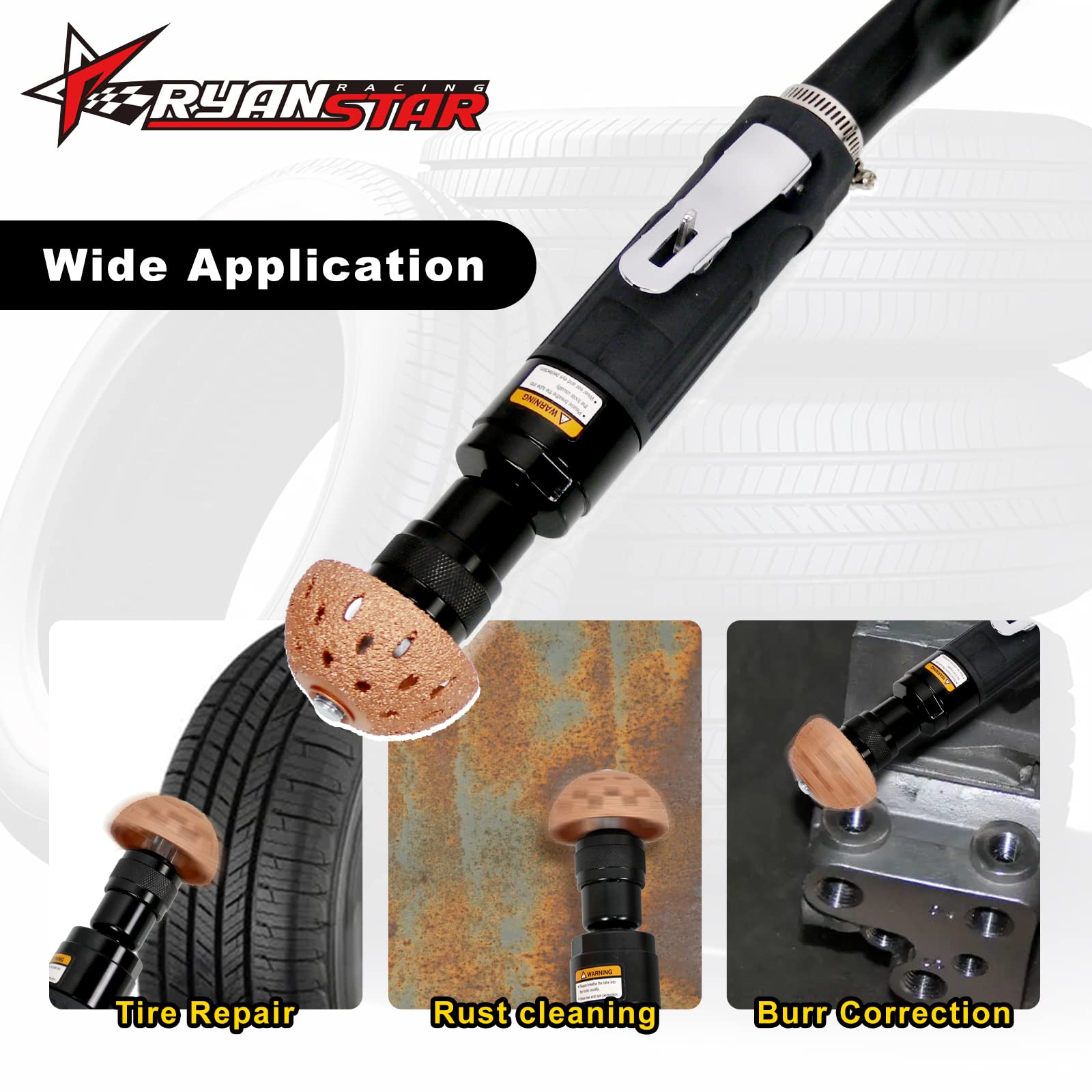 Ryanstar Racing 2500Rpm Low Speed Air Tire Buffer Tire Repair Kit Polishing Cleaning Tool Pneumatic Automatic Buffing Wheel Mach