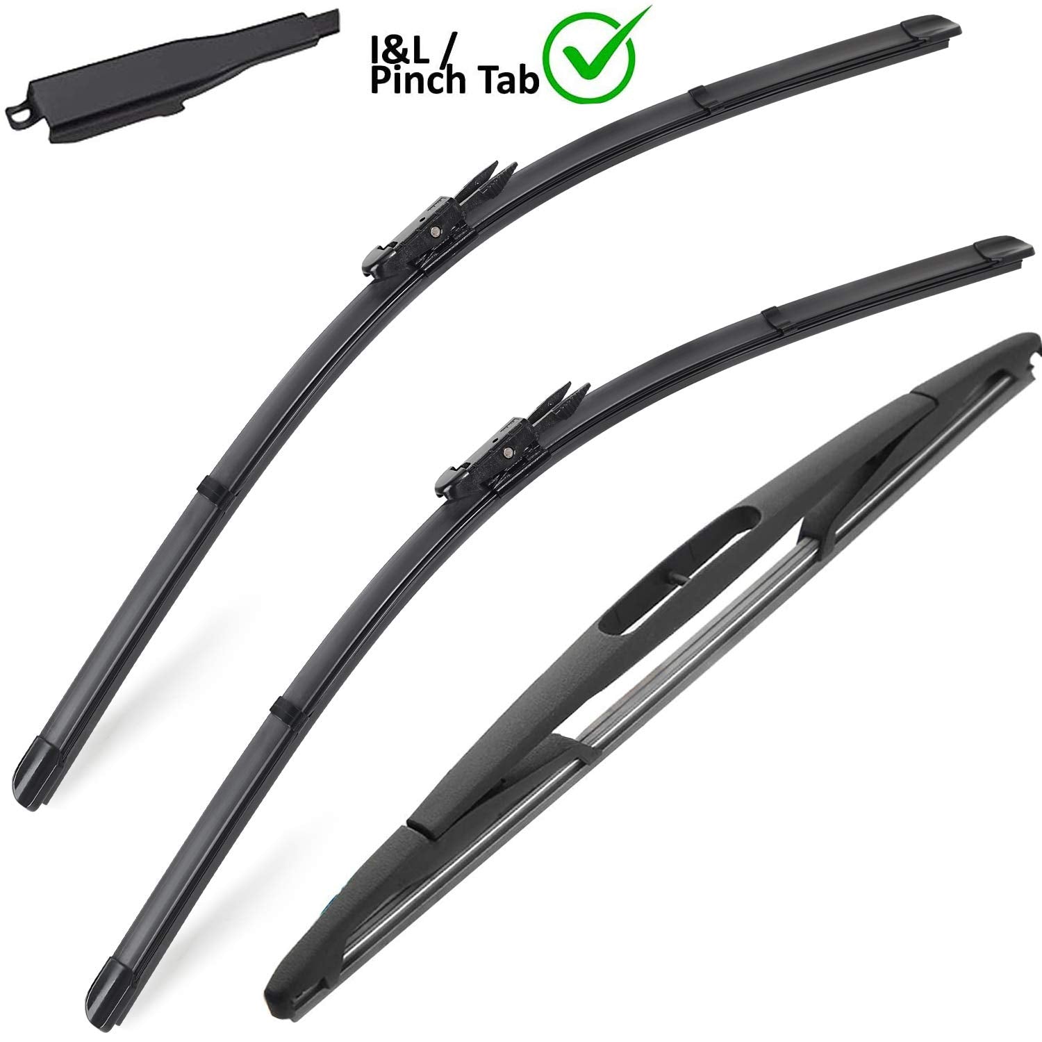 Autoboo Windshield Wiper Blades For Ford Escape 2012 2011 2010 2009 2008 With Rear Blade 20'+20'+12' Original Equipment - I&L Pinch Tab (Set Of 3)