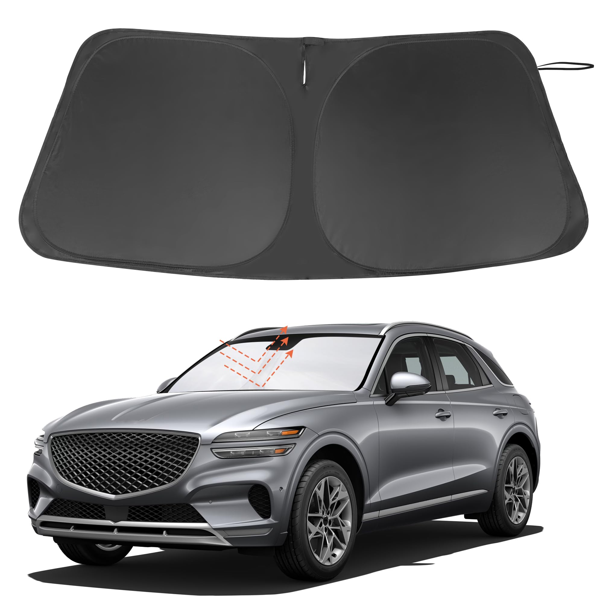 Windshield Sun Shade Custom Fit For 2022 2023 2024 2025 Genesis Gv70 Accessories Foldable Sunshade Sun Blocker Protect Car From