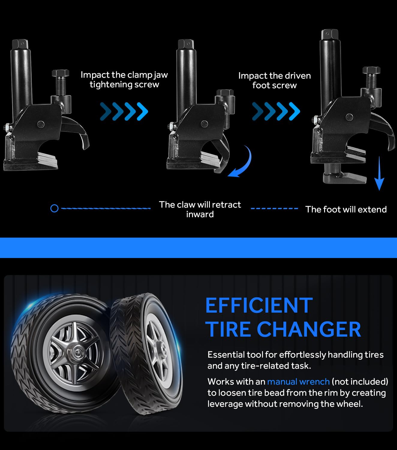 Manual Tire Bead Breaker, 38-42 Tires Changer Tool, Adjustable Hammer Tire Repair Tool, Heavy-Duty Bead Breaking Fits for AT