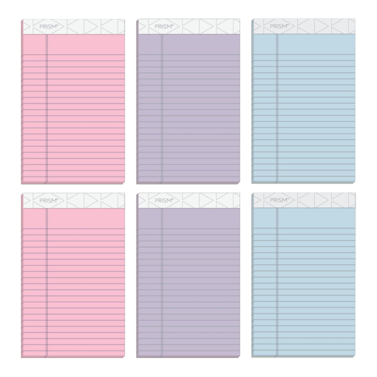Tops 5 X 8 Legal Pads, 6 Pack, Prism Brand, 2 Pink/2 Blue/2 Purple, Narrow Ruled, 50 Sheets Per Writing Pad, Made In Usa (63016)