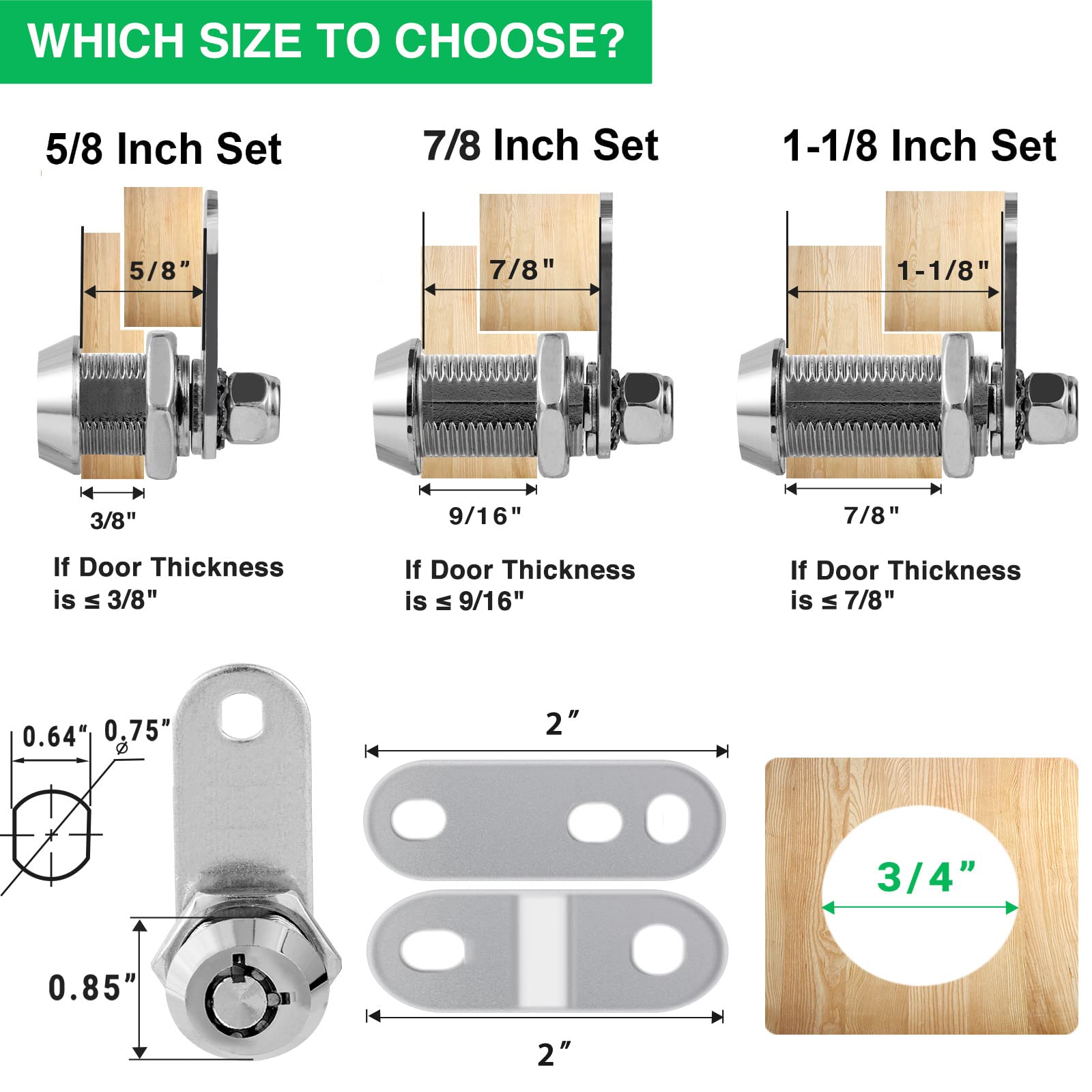 5 Pack Tool Box Lock With Keys, 5/8' Cabinet Lock Cam Lock Keyed Alike, Toolbox Lock Replacement For Mailbox Rv Storage Door With Manual, Zinc Alloy (5Pack,5/8 Inch)