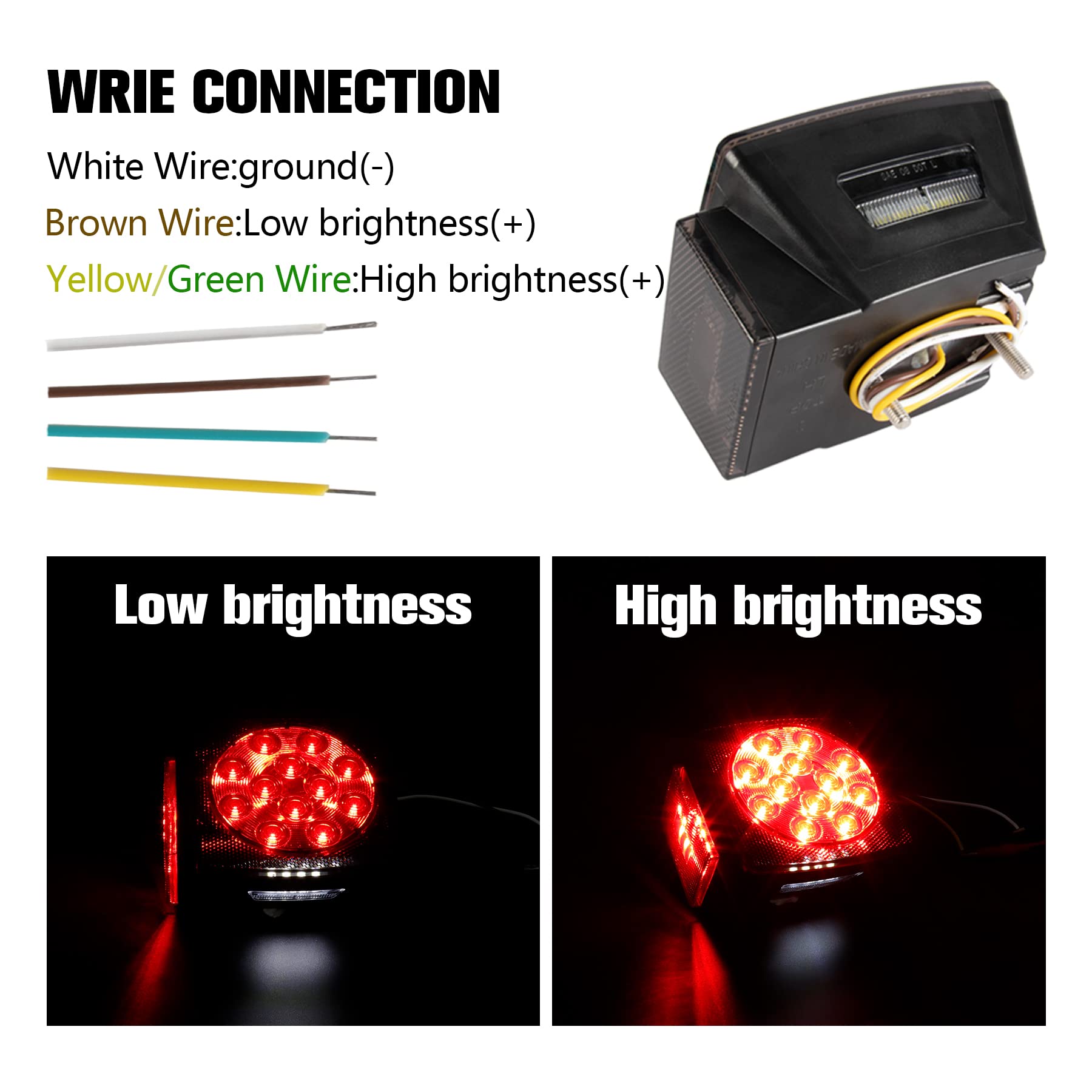 Ibrightstar Ip68 Waterproof Square Led Trailer Lights Kit - Utility Trailer Accessories With Brake Stop Tail Running License Pla