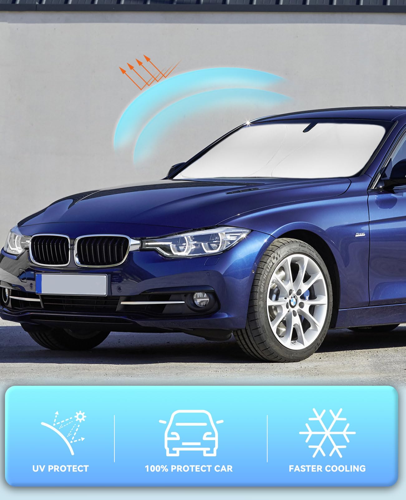 Slogento Windshield Sun Shade For Bmw 2013-2018 3 Series/F30/F31/F80/M3 Sun Shield 2-Layers Sun Visor For Bmw 328I 335I 320I 330