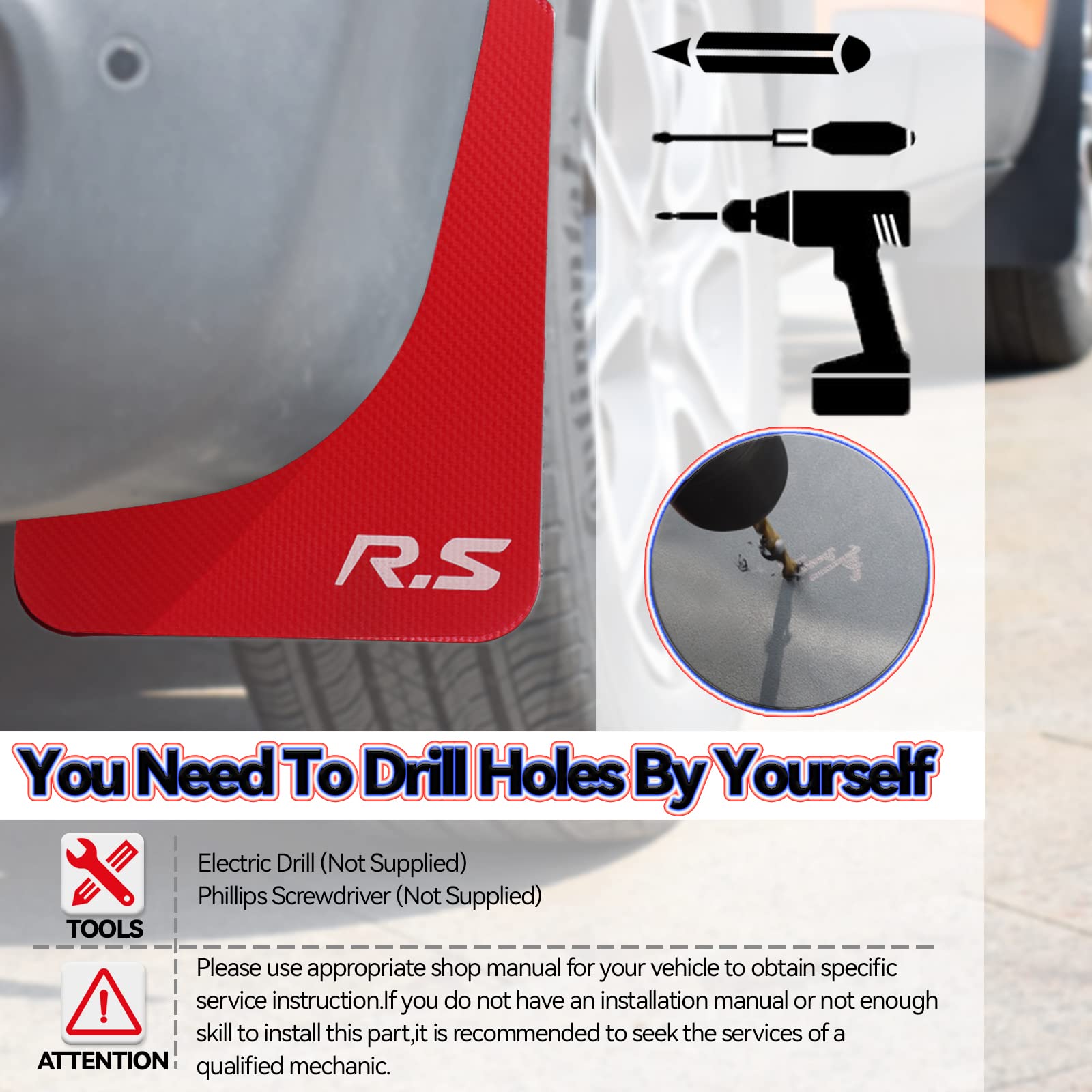 Xukey 4Pcs Red Universal Mudflaps For Car Pickup Suv Van Truck Front Rear Mud Flaps Splash Guards Mudguards With Hardware