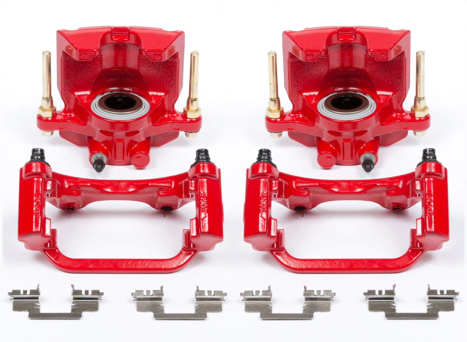 Power Stop S5030 Rear Pair Of High-Temp Red Powder Coated Calipers For Cadillac Escalade Chevy Avalanche Silverado 1500 Suburban