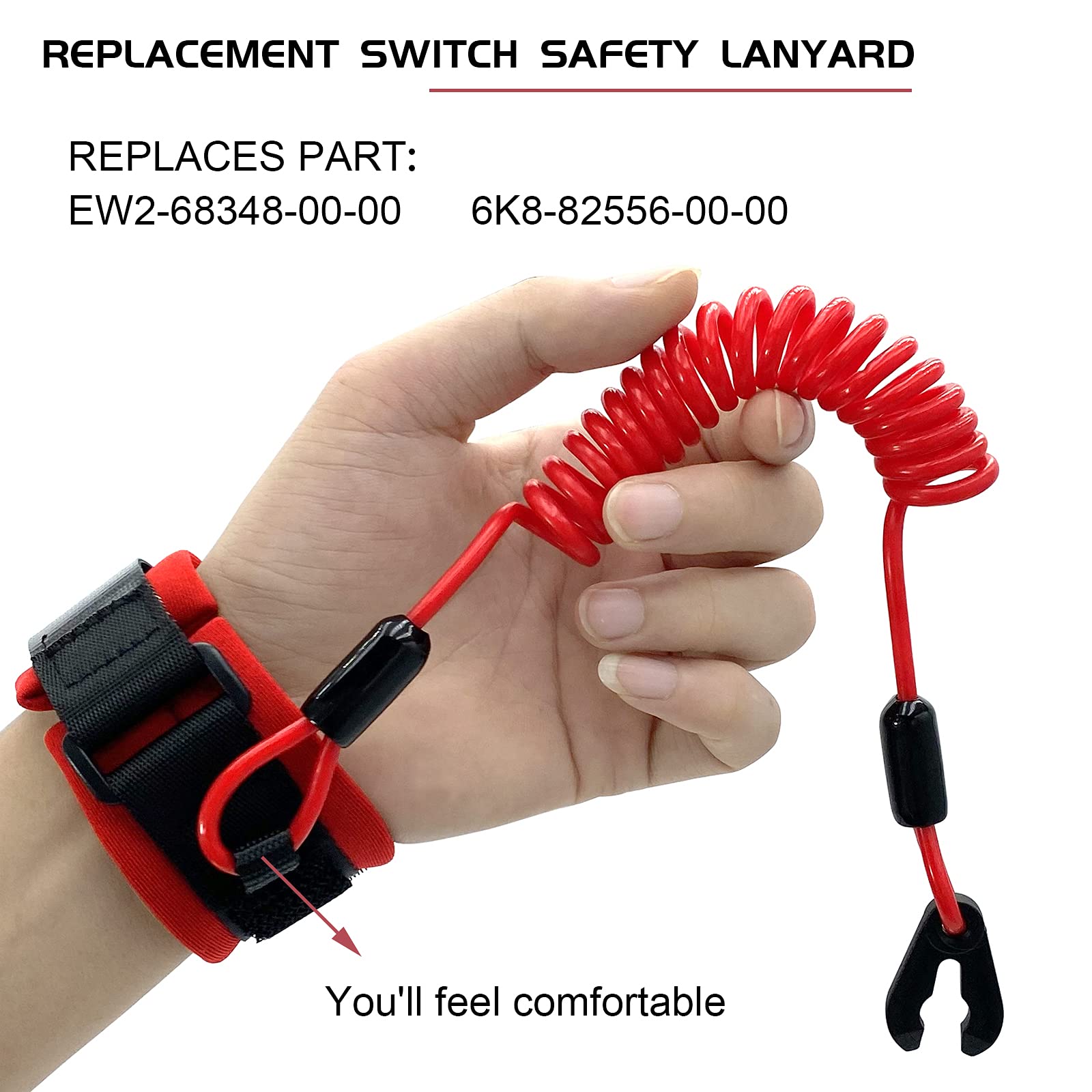 Boat Engine Emergency Stop Switch Safety Lanyard Cord Replacement For Yamaha Jet Ski Waverunner Waveventure Waveraider Wavejammer Waveblaster Fx140 - Replace Ew2-68348-00-00, 50 Inch/130 Cm Long