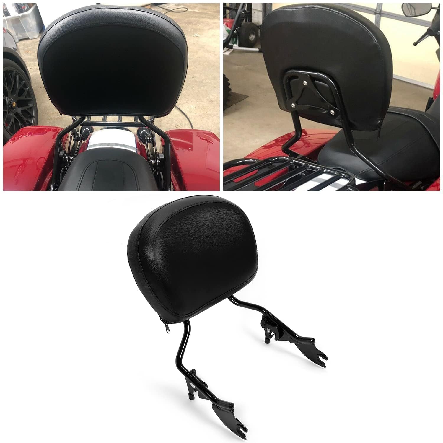 Kuafu Adjustable Backrest Sissy Bar With Leather Pad Detachable Compatible With 2009-2024 Harley Davidson Touring Road King Stre