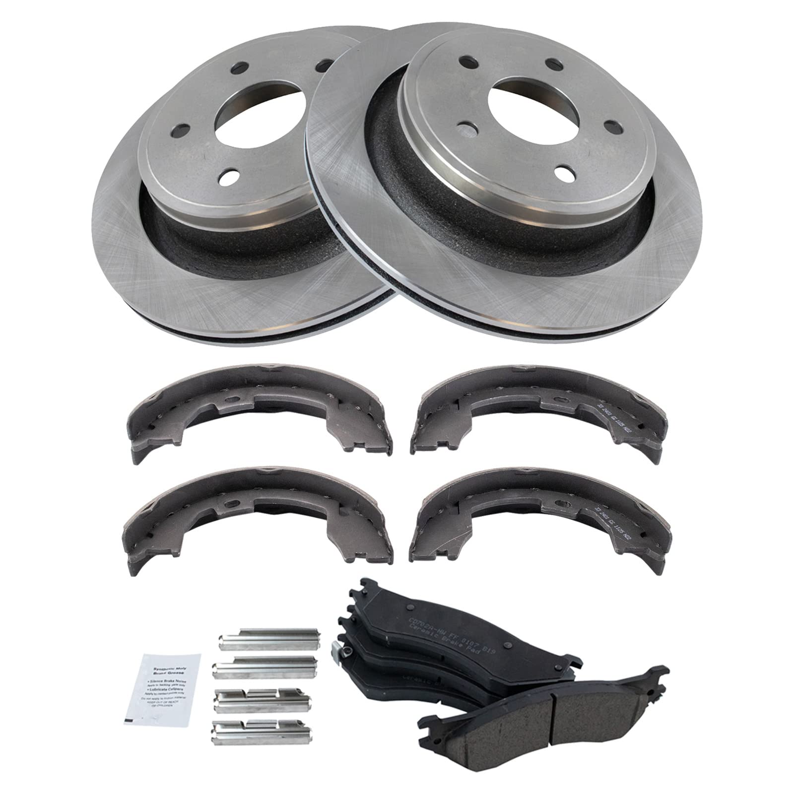 Trq Rear Brake Pad & Rotor Kit Ceramic Compatible With 2007-2008 Dodge Ram 1500