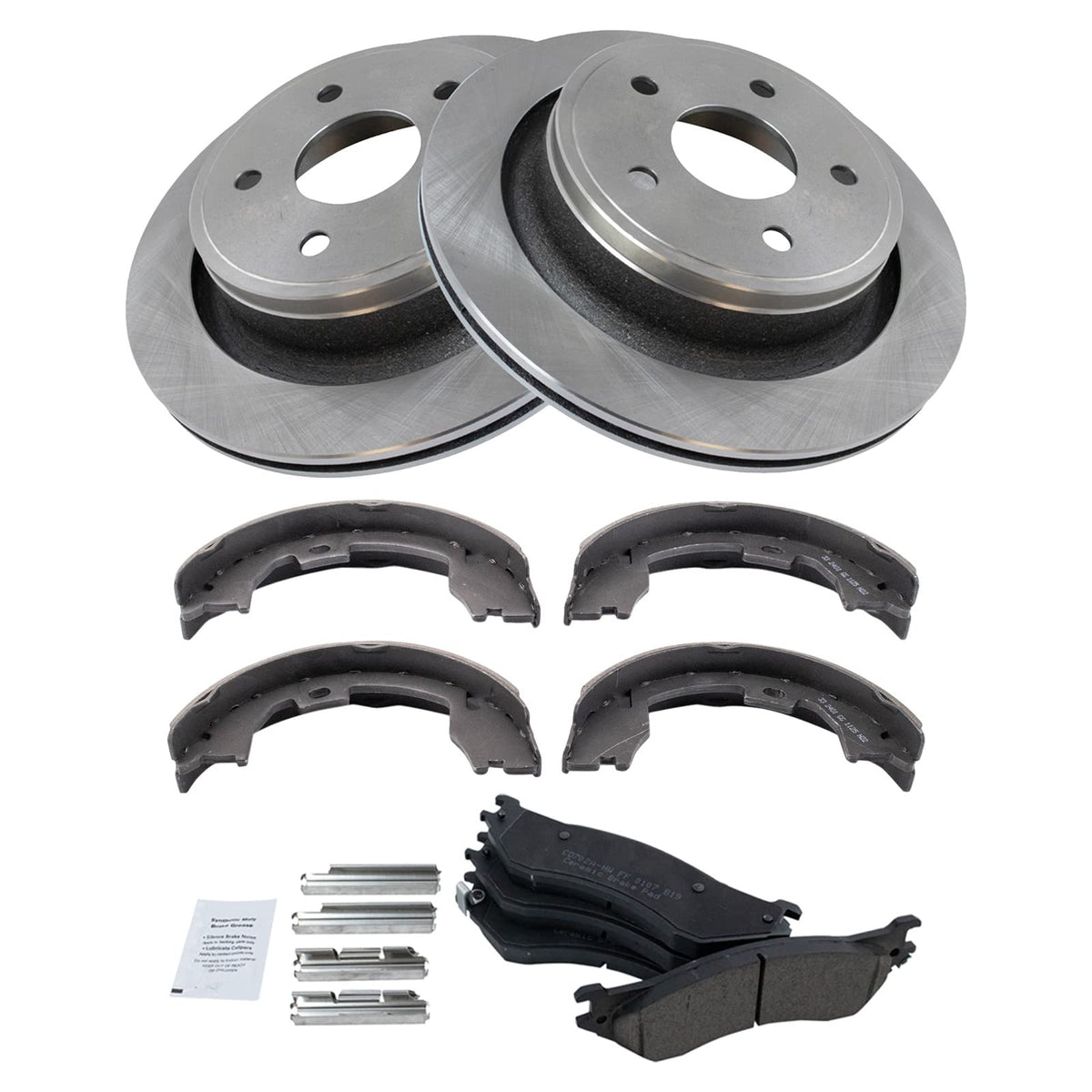 Trq Rear Brake Pad & Rotor Kit Ceramic Compatible With 2007-2008 Dodge Ram 1500