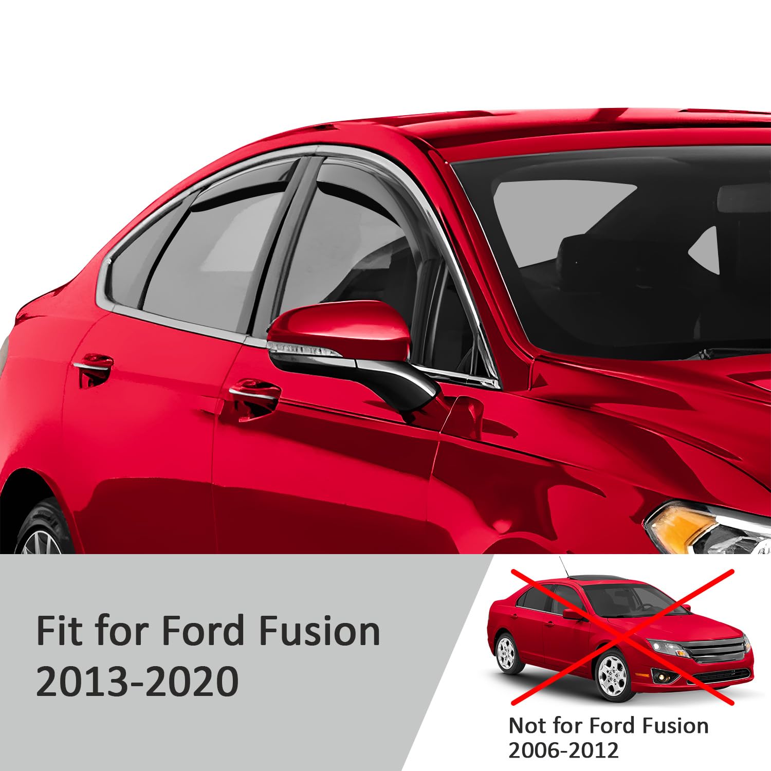 Voron Glass In-Channel Extra Durable Rain Guards For Ford Fusion 2013-2020, Window Deflectors, Vent Window Visors, 4 Pieces - 22