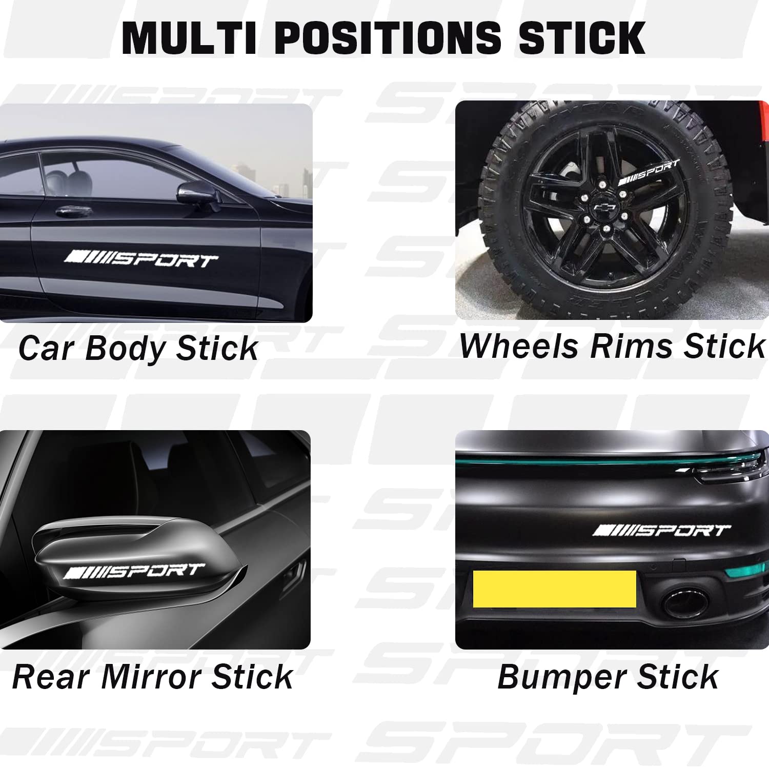 Pincuttee 14Pcs Car Decal Stickers,Wheel Rim Decal Sticker,Sport Logo Reflective Stickers,Sport Emblem Car Rear Bumper Sticker,R