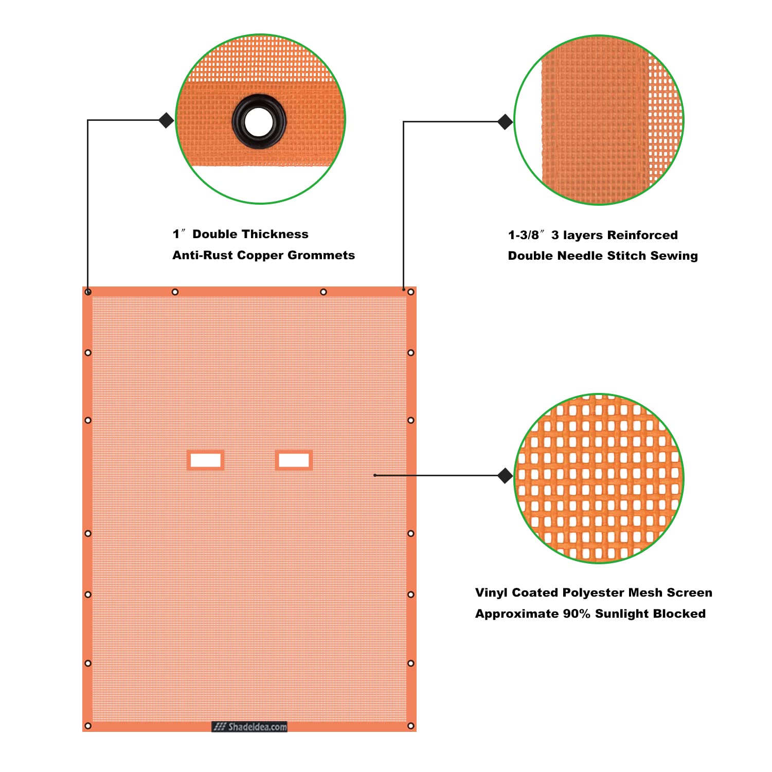 Shadeidea Jl Top Sun Shade Compatible With Jeep Wrangler Jlu Unlimited (2018-2023) 4 Door Front And Rear-Orange Mesh Screen Suns