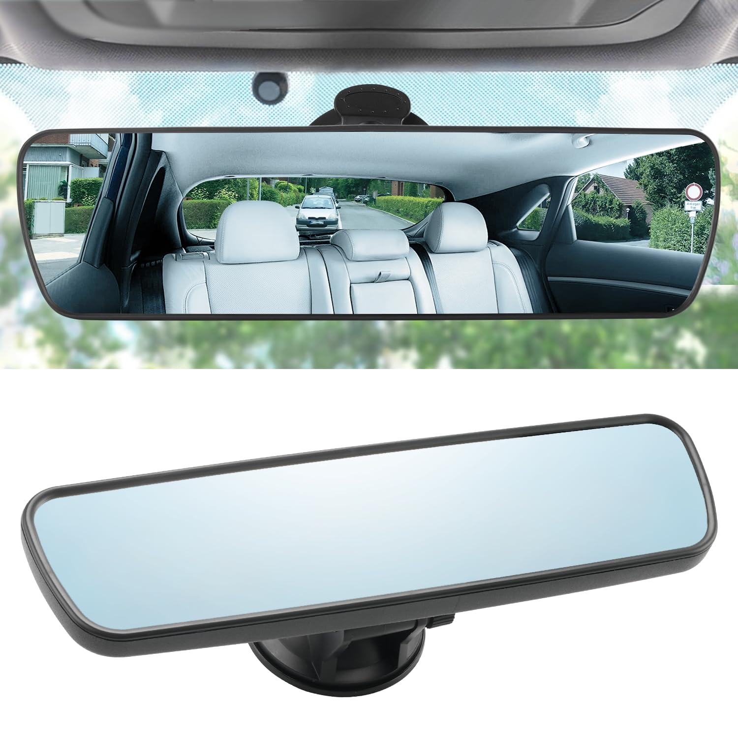Livtee Anti Glare Rear View Mirror With Adjustable Suction Cup, Hd Universal Car Interior Rear View Mirror To Eliminate Blind Sp