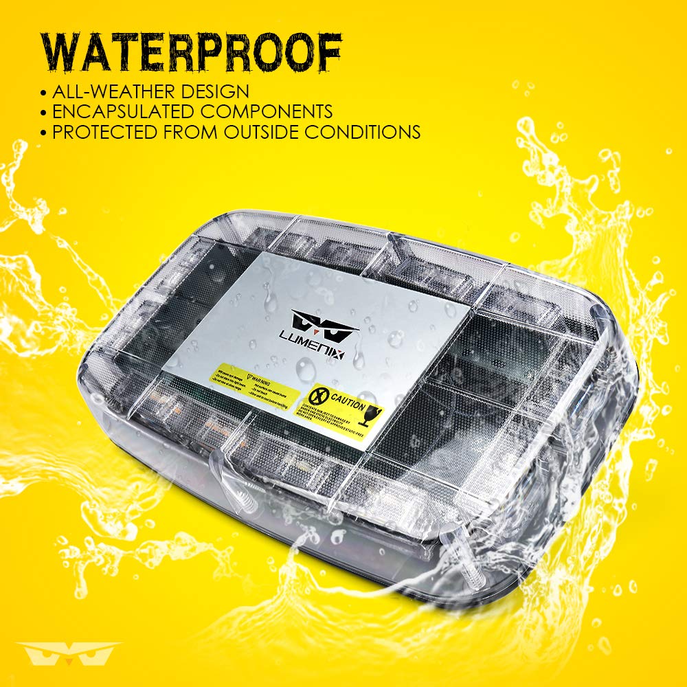 Lumenix 36 Led Roof Top Mini Strobe Light With Magnetic Base, High-Bright Emergency Safety Warning Led Flashing Strobe Light Bar For Snow Plow Pickup Trucks Construction Vehicles - Amber