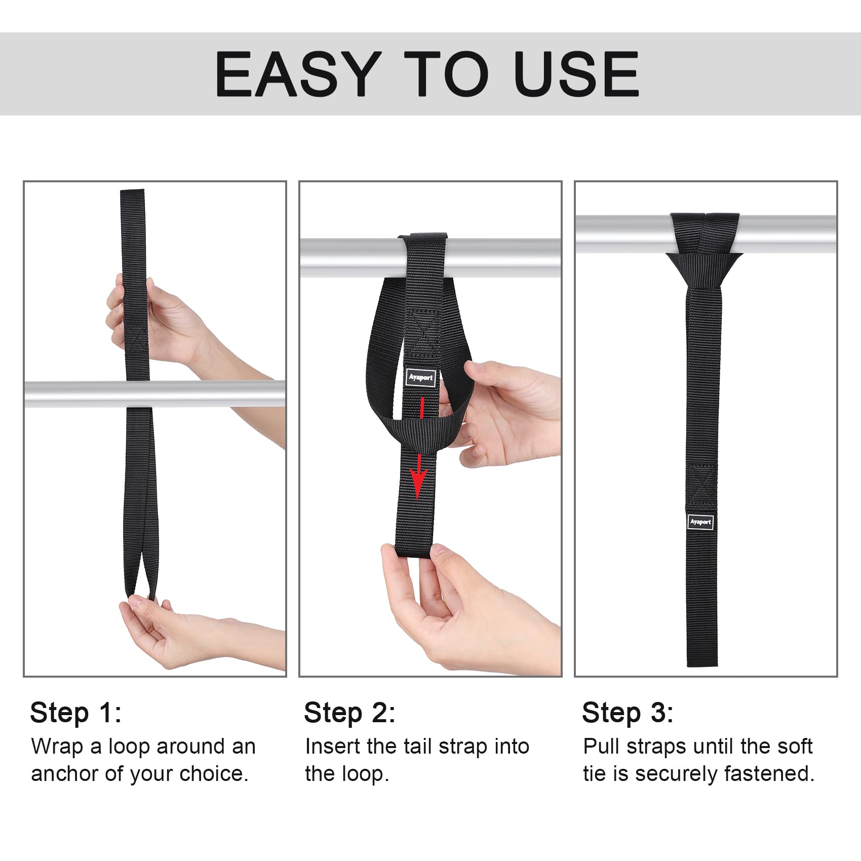 Ayaport Soft Loop Tie Down Straps 18 Inches - Black 4500Lbs Break Strength Loops For Securing Atv, Utv, Motorcycles, Scooters, D