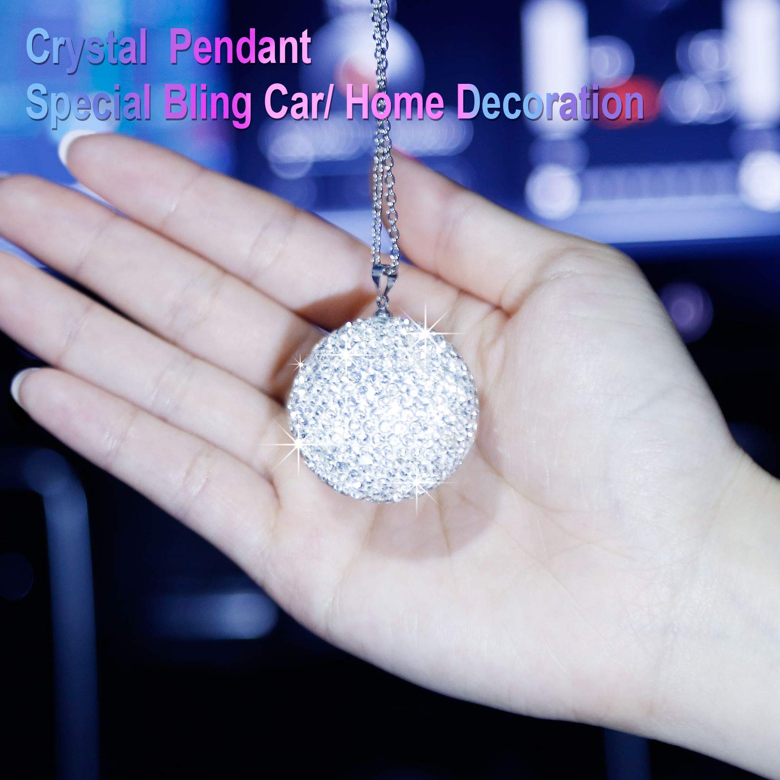 Bling Crystal Ball Car Rear View Mirror, Rhinestone Home Decor Ornament, Crystal Sun Catcher Glam Decoration Charm New Year'S Present
