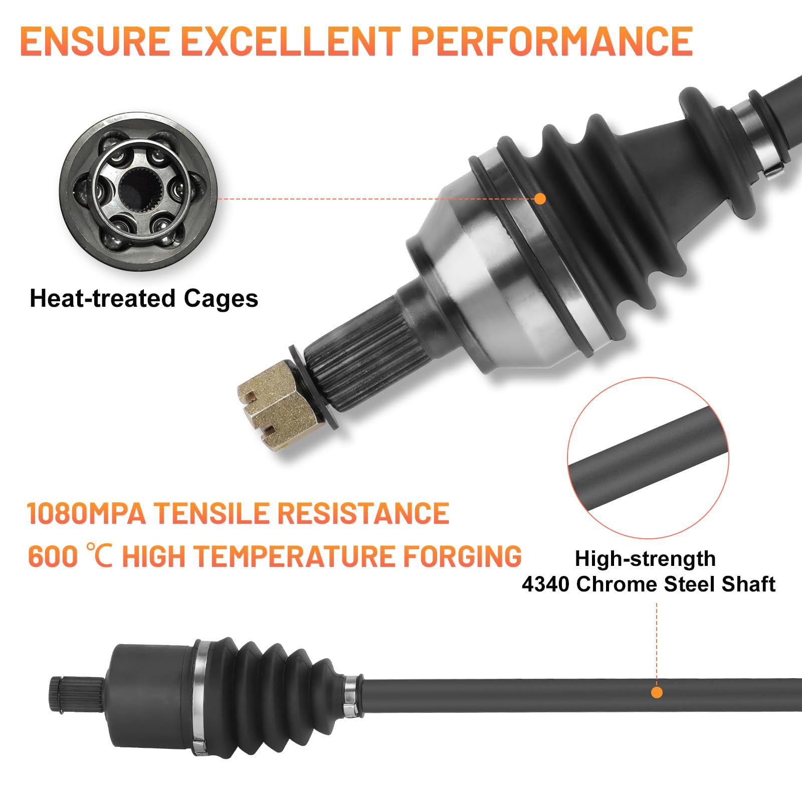 Front Cv Axle Shaft For Polaris Rzr Xp/ Xp4 1000 2014 2015 2016 2017 2018 2019 2020 2021 2022 1333123 1333283 1333420 1334308-1 Pair Left & Right