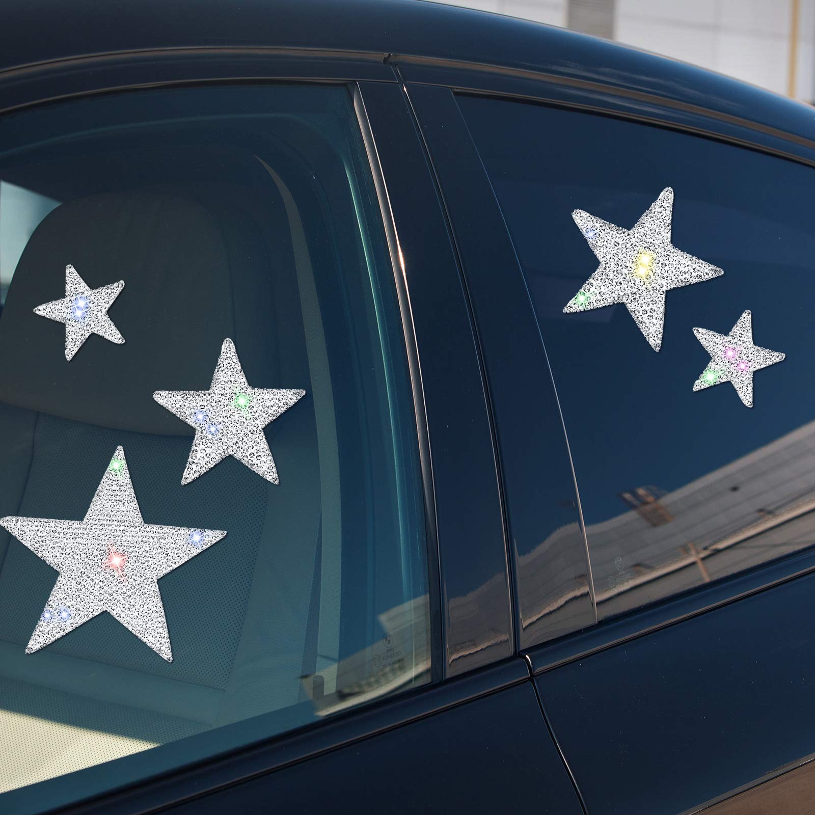 Frienda 8 Pieces Rhinestone Star Stickers Bling Car Decals Crystal Self Adhesive Diamond Car Stickers Glitter Auto Emblem Decals