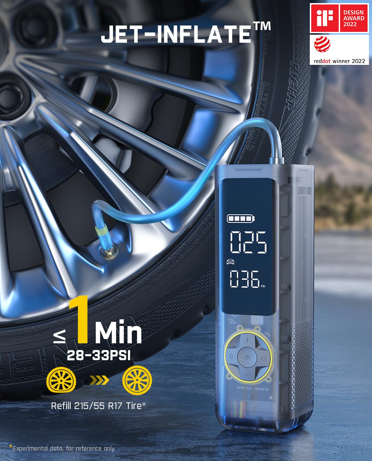 Fanttik X8 Apex Tire Inflator Portable Air Compressor, 1 Min Fast Inflation, 150Psi Cordless Tire Inflator With Led Dual Screen,