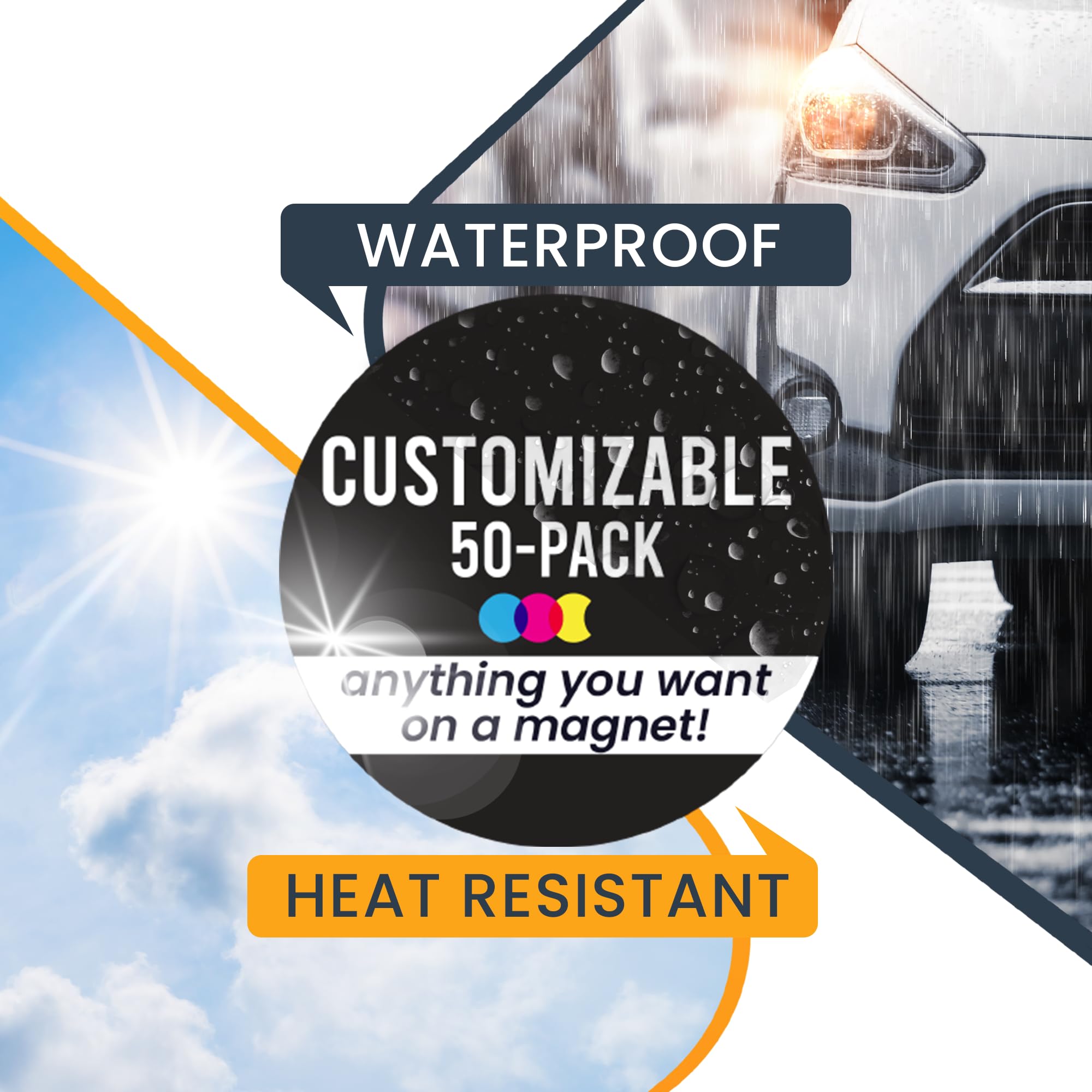 Magnet Me Up Customizable 30 Mil Round Magnet- 5   , 50 Pk Weatherproof Car Magnet For Businesses, Sports Teams, Fundraisers & P
