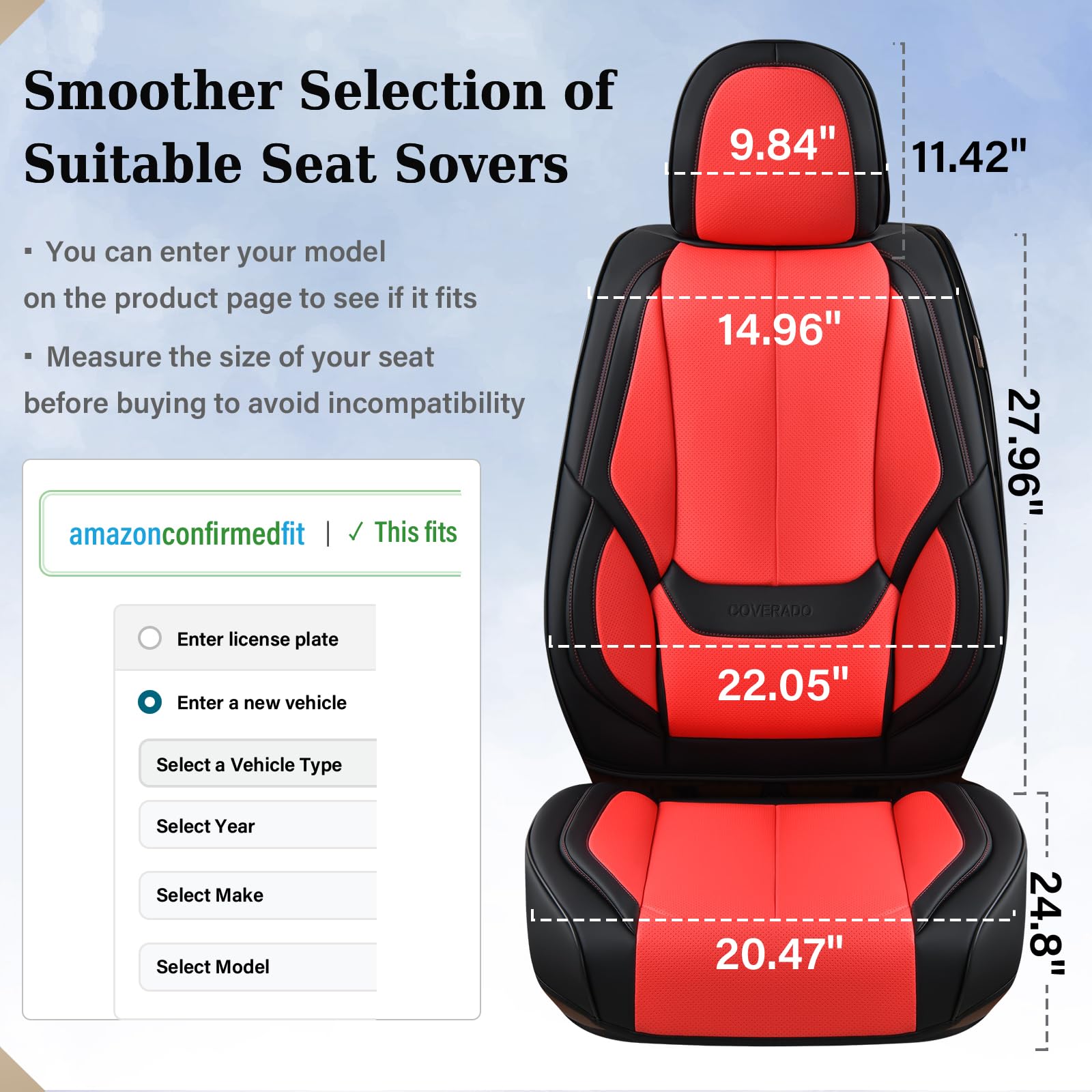 Coverado Car Seat Covers Full Set, Seat Covers For Cars, Car Seat Cover, Car Seat Protector Waterproof, Nappa Car Seat Cushion,