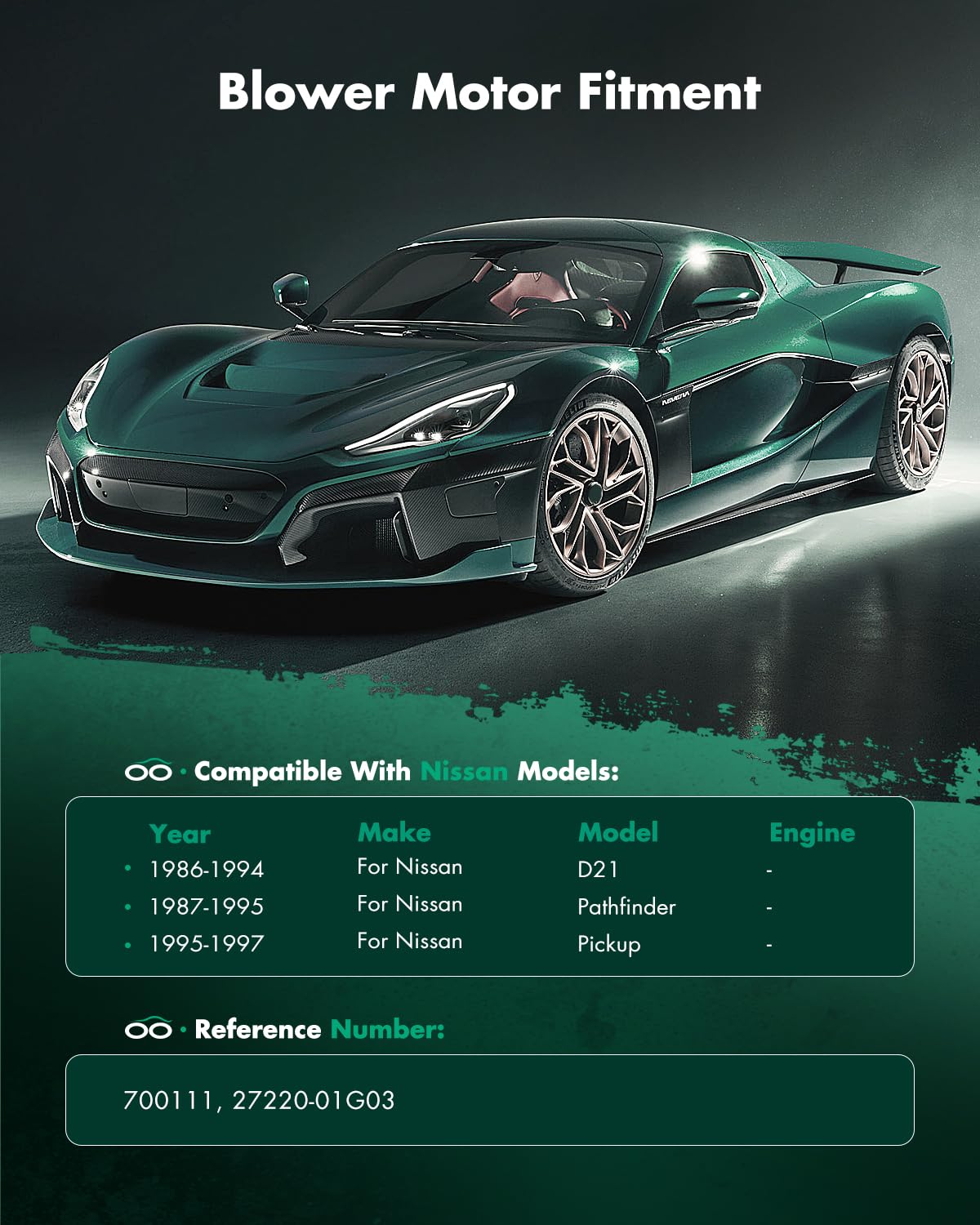 Scitoo 700111 Hvac Blower Motor With Fan Cage Fit For 1986-1994 For Nissan D21, 1995-2004 For Nissan Pickup, 1987-1995 For Nissa