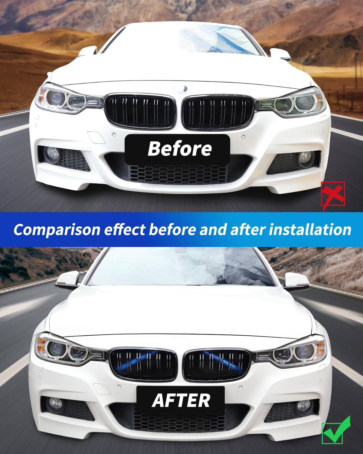 Dwvv Grille Insert Trims For Bmw F20 F30 2012-2018, M-Performance Grill Stripes For Bmw 320I 328I 330I 335I 428I (F20 F30, White