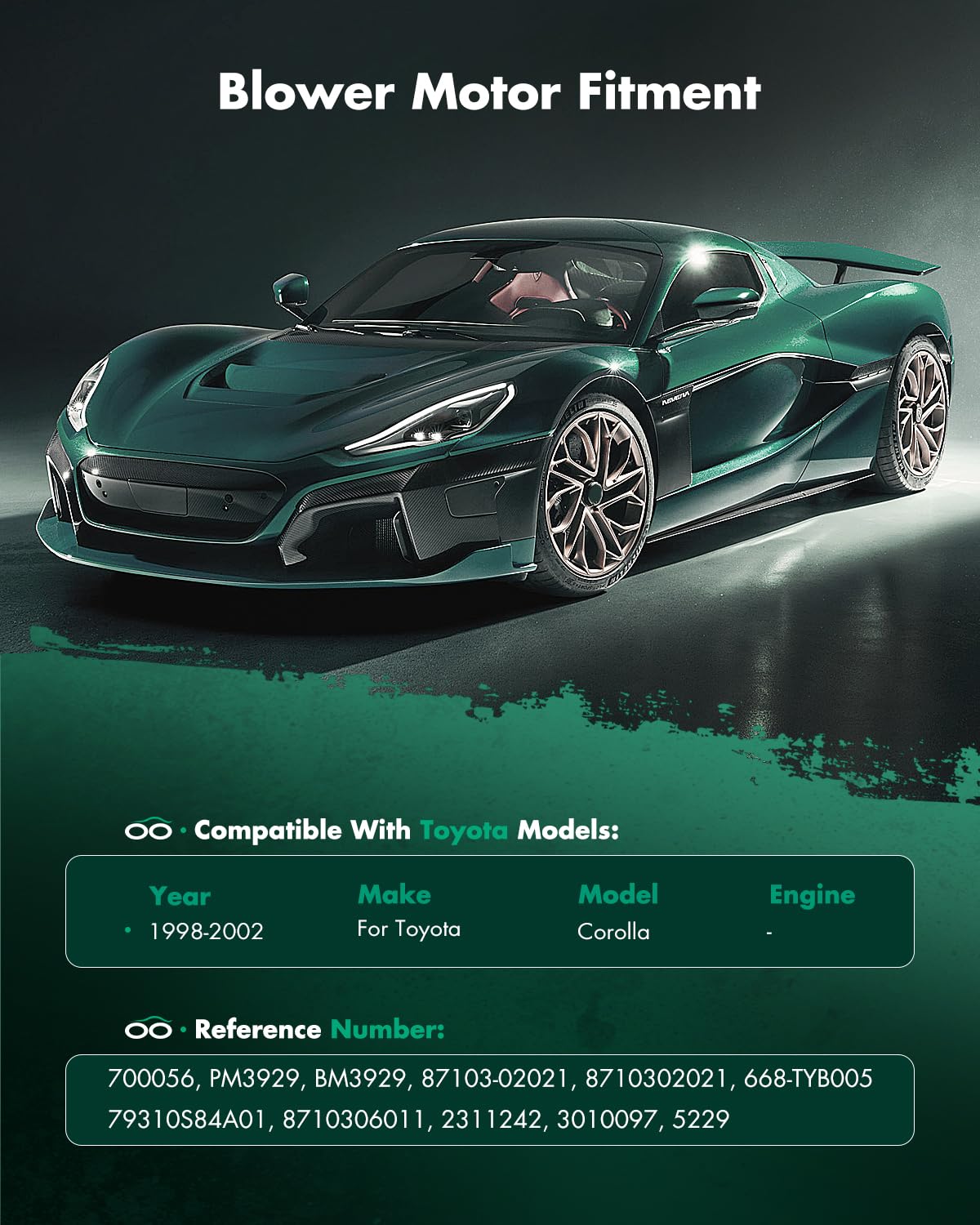 Scitoo Hvac Heater Blower Motor With Fan Cage Front 700056 For Toyota For Corolla L4 1.8L 1998 1999 2000 2001 2002