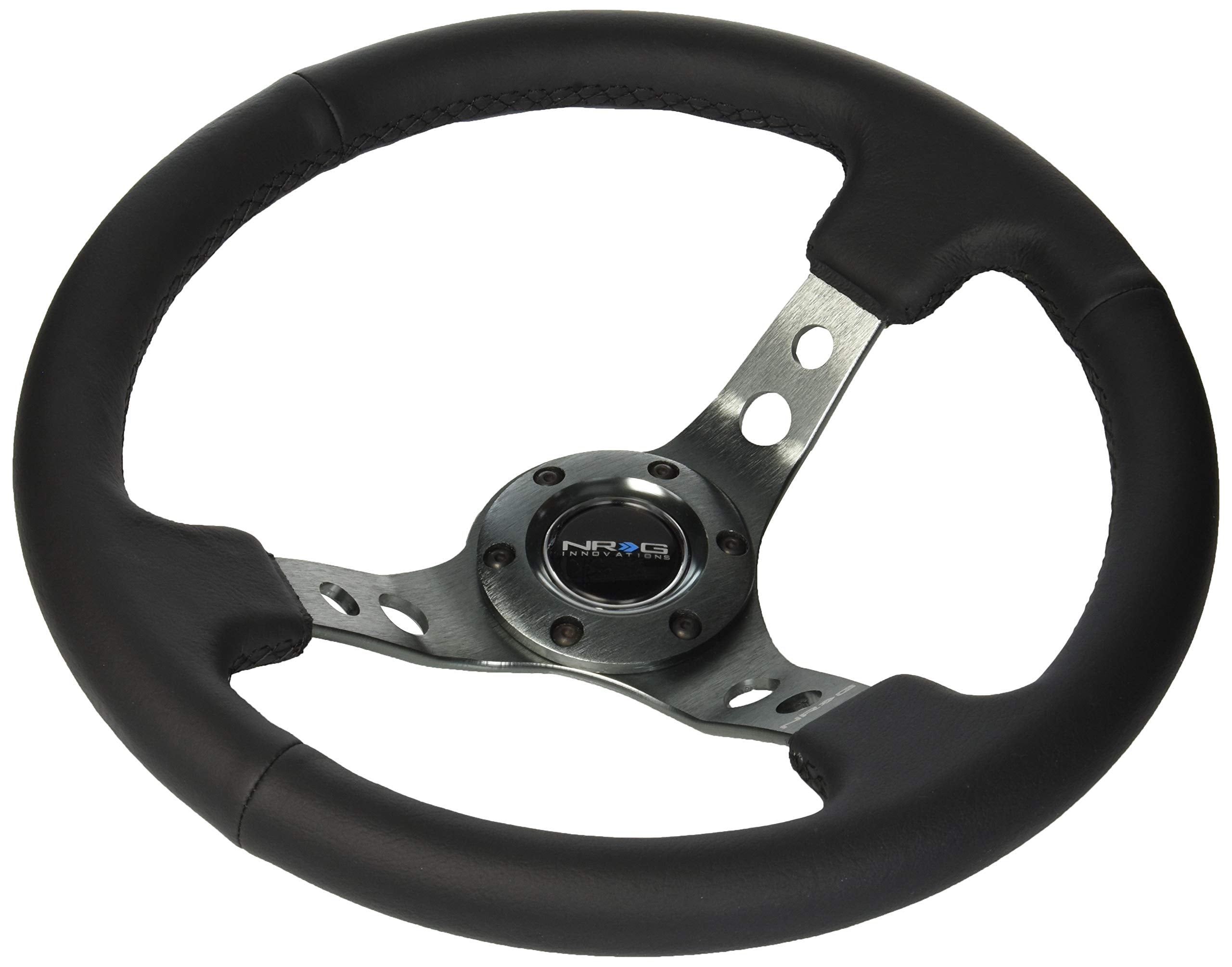 Nrg Innovations Rst-006Gm Reinforced Steering Wheel (350Mm Sport Steering Wheel (3'' Deep) - Gun Metal Spokewith Round Holes/Bla