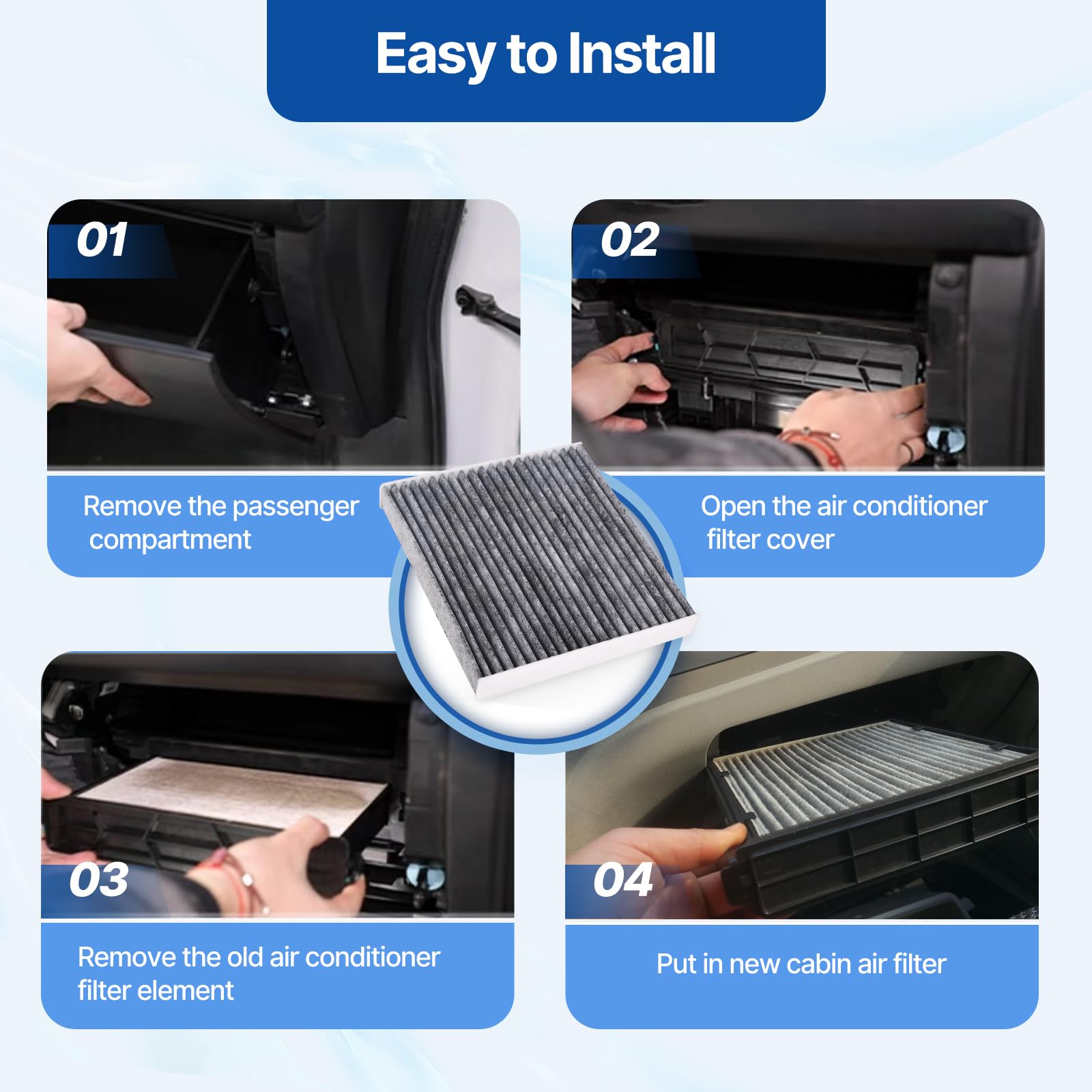 Ruito Cabin Air Filter, Compatible With 2017-2022 Ioniq, 2017-2022 Niro, Replacement For Cf12508, Caf10002P, Pc99273, Wp2064