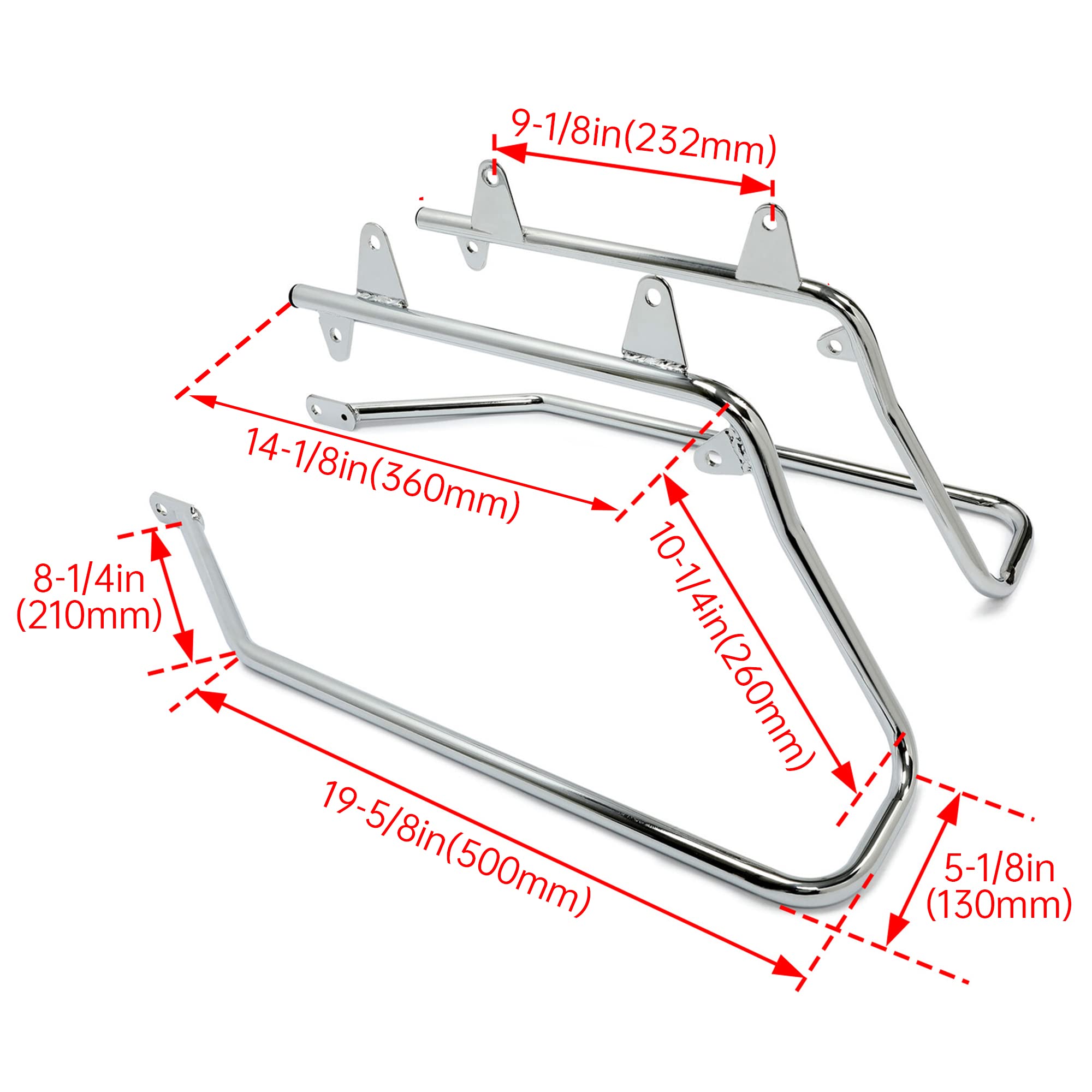 Ecotric Saddlebag Conversion Brackets Mounts Compatible With 1986-2013 Harley Davidson Softail W/Hardware Chrome
