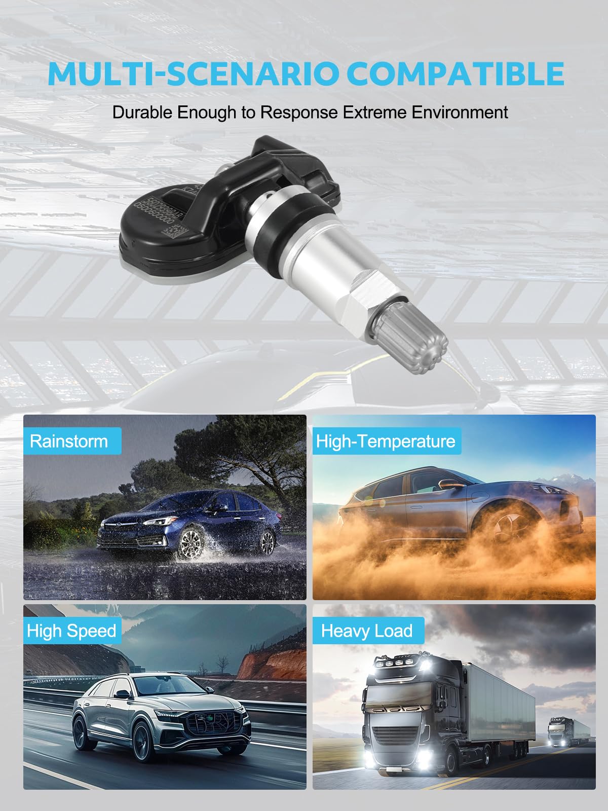 TAUTOY Upgrade TPMS Sensor,433Mhz Tire Pressure Monitoring Sensor Fit for Chrysler Jeep Dodge Ram Replace# 56029398AB(4-Pack)