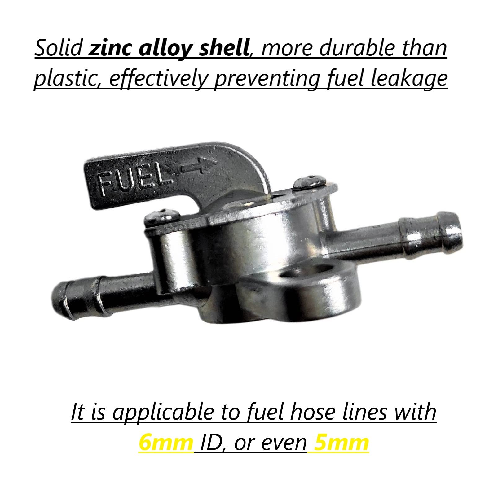 NEW DAFU 2 Pcs - 0.24'' (6mm) Fuel Tank Tap Valve Petcock On-Off Switch Inline for 50cc 70cc 90cc 100cc 110cc 125cc Scooter Pit