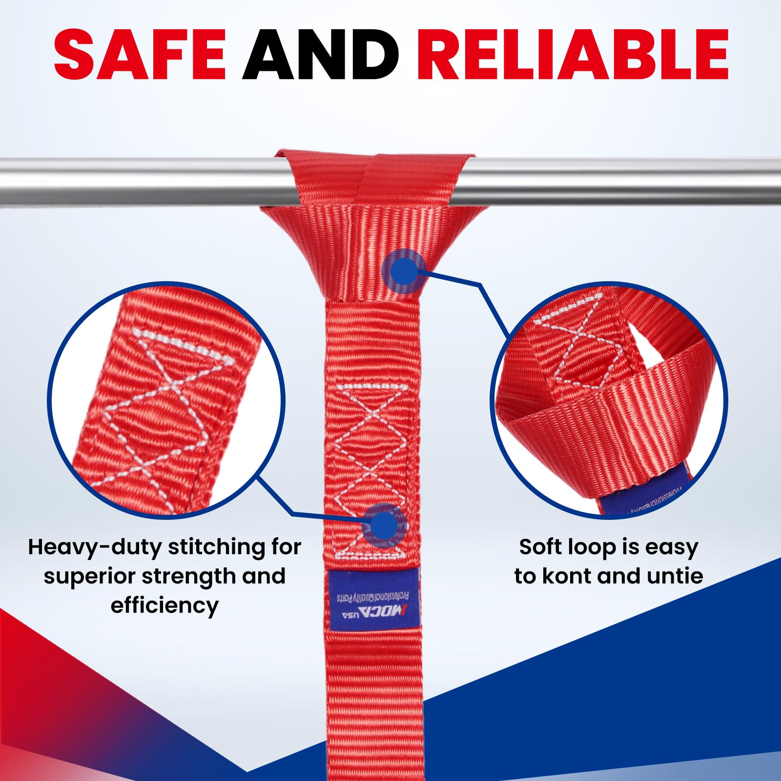 Moca 4-Pack Soft Loop Tie Down Straps 12000 Lbs Breaking Strength 1.6 X 17 Inches, Heavy Duty Tie Down Loops For Secure Traileri