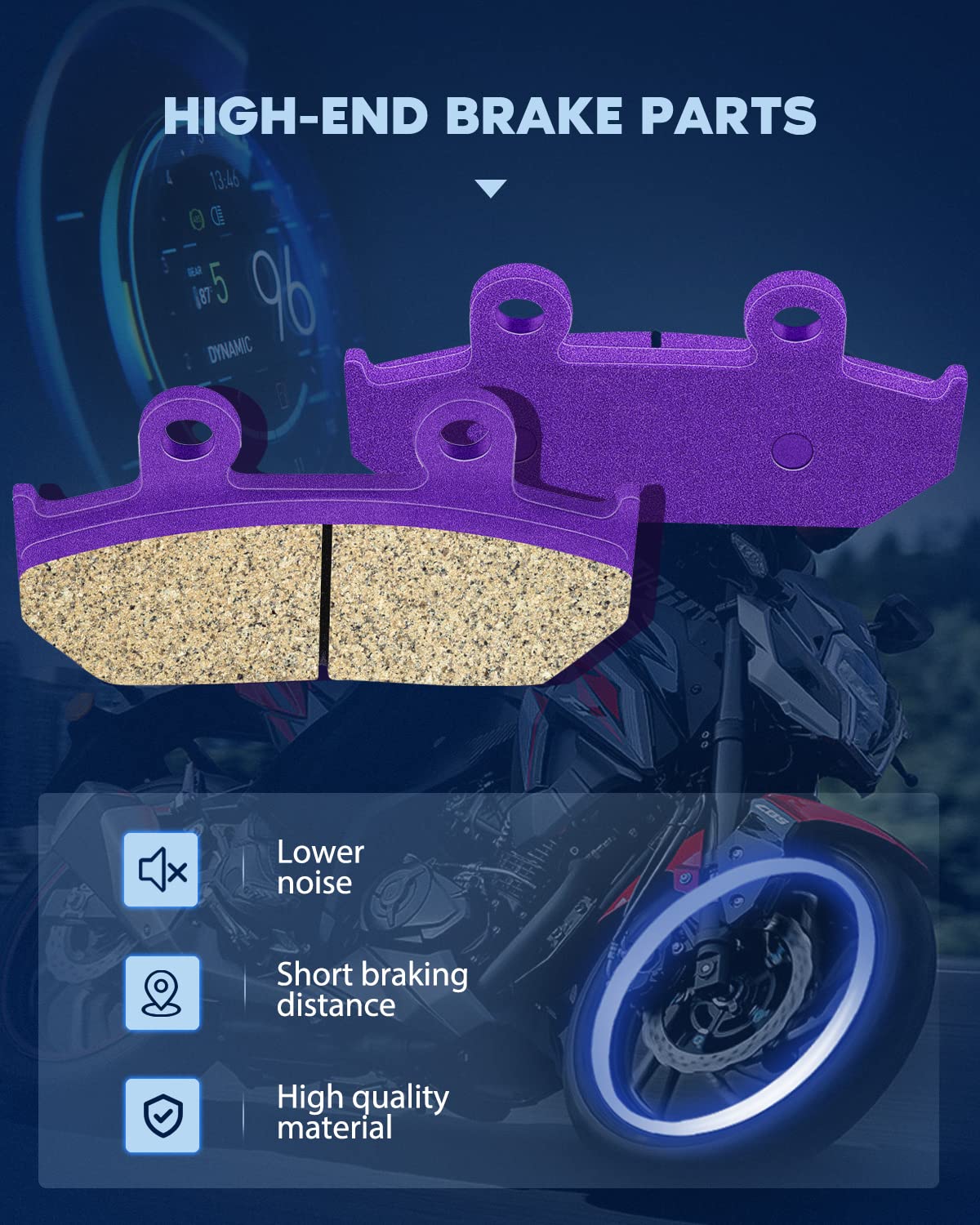 Eccpp Brake Pads Fit For Honda Gl 1500 Goldwing 1500 Se L 1988-2000, Front And Rear Carbon Fiber Brake Pads