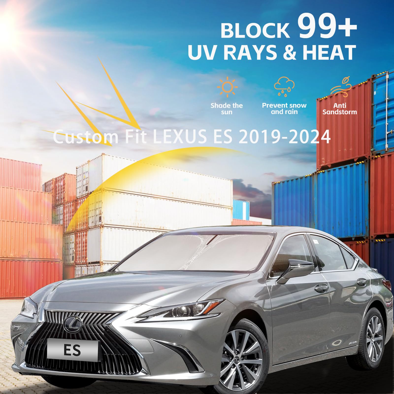 Windshield Sun Shade For Lexus Es 2019-2024 2025 Front Window Shade Custom Fit Es250 Es300H Es350 Sun Visor Foldable Shade Block