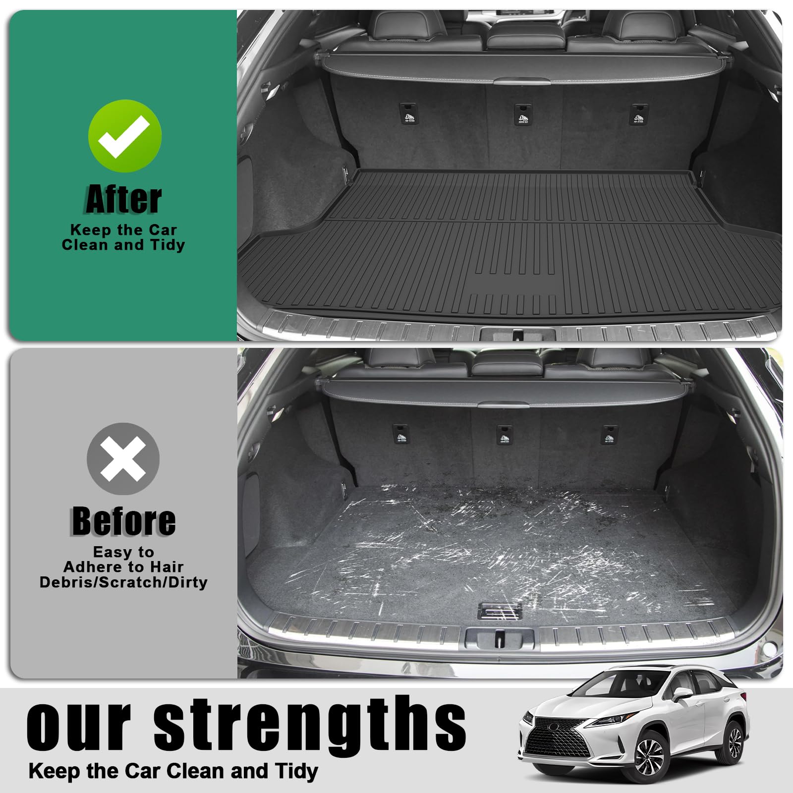 Original Rx Cargo Liners For Lexus Rx Rx350/Rx450H 2016-2022 (No Rxl Models) - Custom Fit Tpe Trunk Mat - All Weather Rubber Tru
