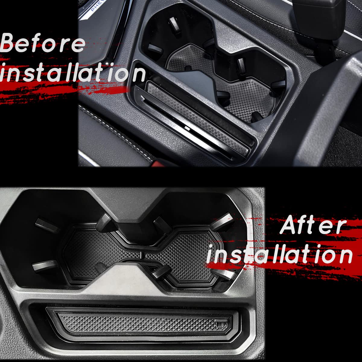 Auovo Anti Dust Cup Holder Insert Liners For Volkswagen Vw Taos Accessories 2024 2023 2022 Custom Fit Interior Mats 5Pcs (Black)