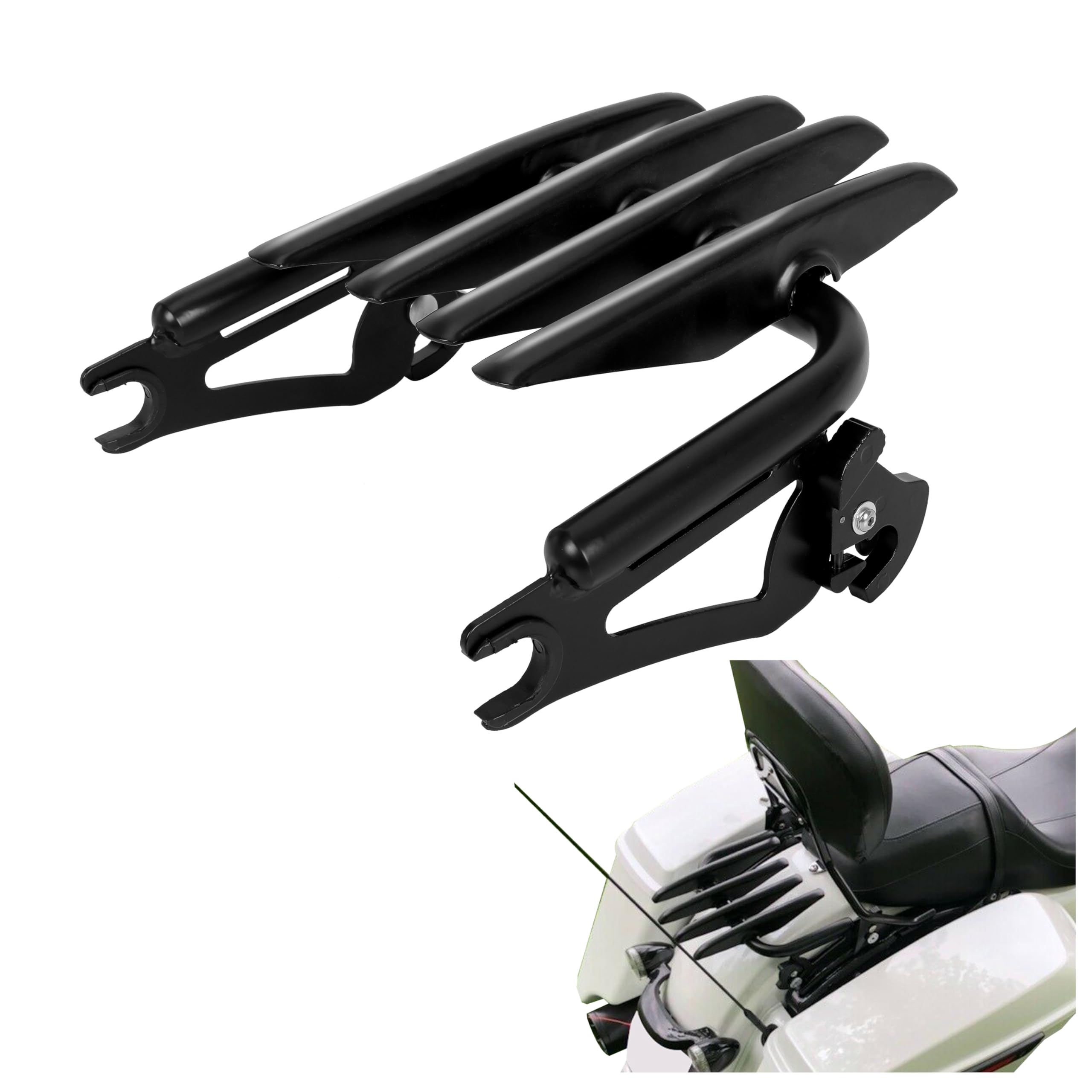 KUAFU Detachable Stealth Mounting Luggage Rack Compatible with 2009-2024 Harley Touring Road King Electra Glide Road Glide Stree