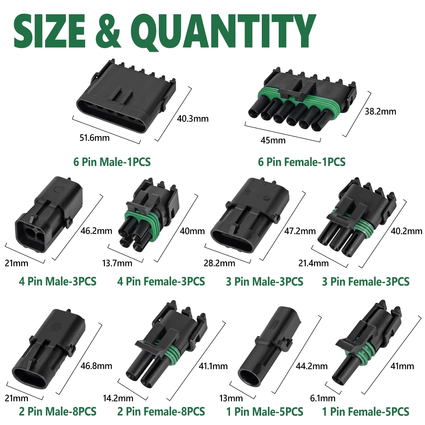 367Pcs 20 Kits Waterproof Automotive Electrical Connectors 1/2/3/4/6 Male&Female Pin 22-14Awg Wire Harness Spark Plug Connector