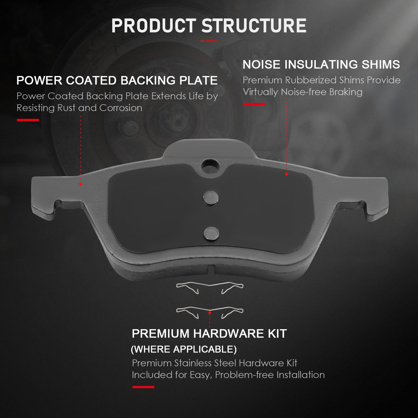 Cciyu D939 4Pcs Front Ceramic Brake Pads Kits 2002-2008 For Mini Cooper