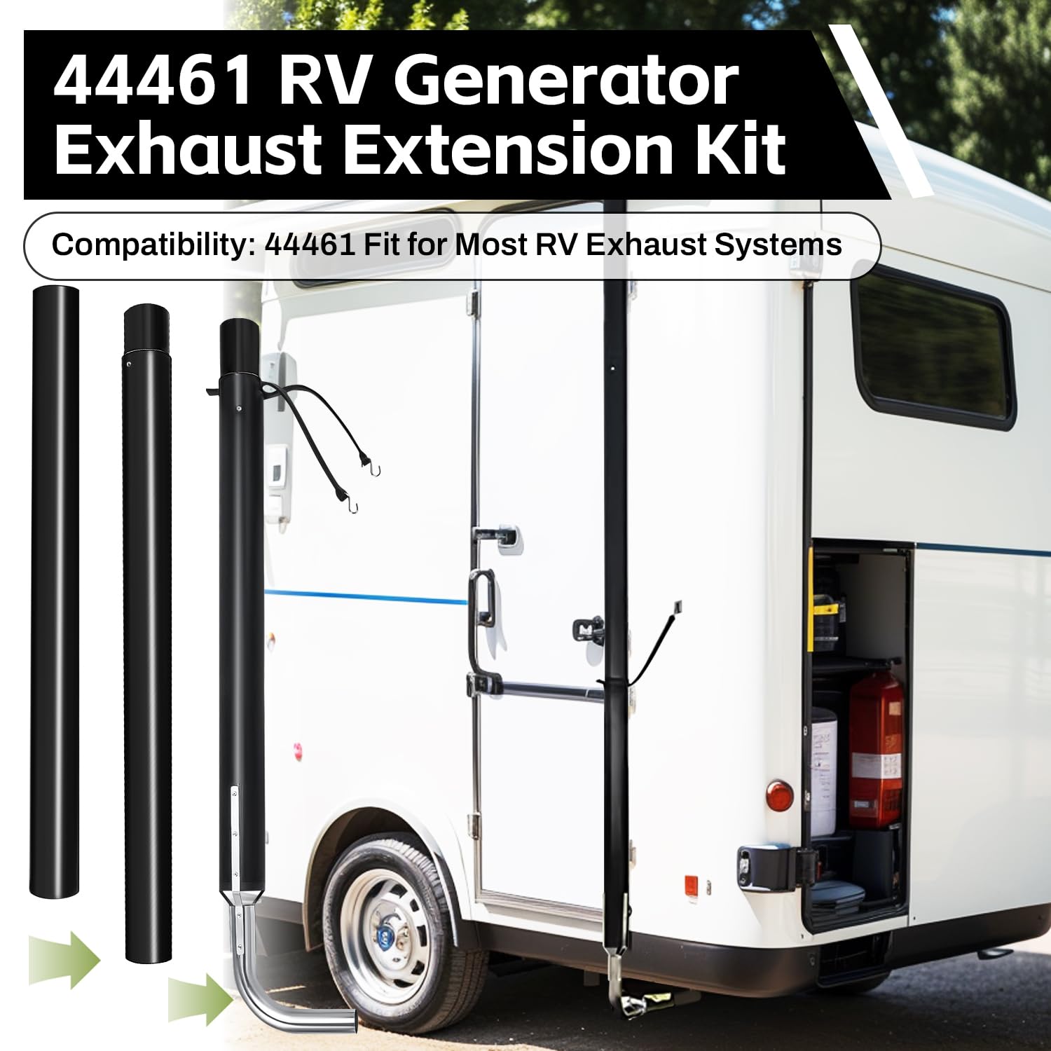 BSTGEKELY 44461 RV Generator Exhaust Extension Kit, RV Generator Exhaust Venting System 44461 for Most RV Exhaust Systems