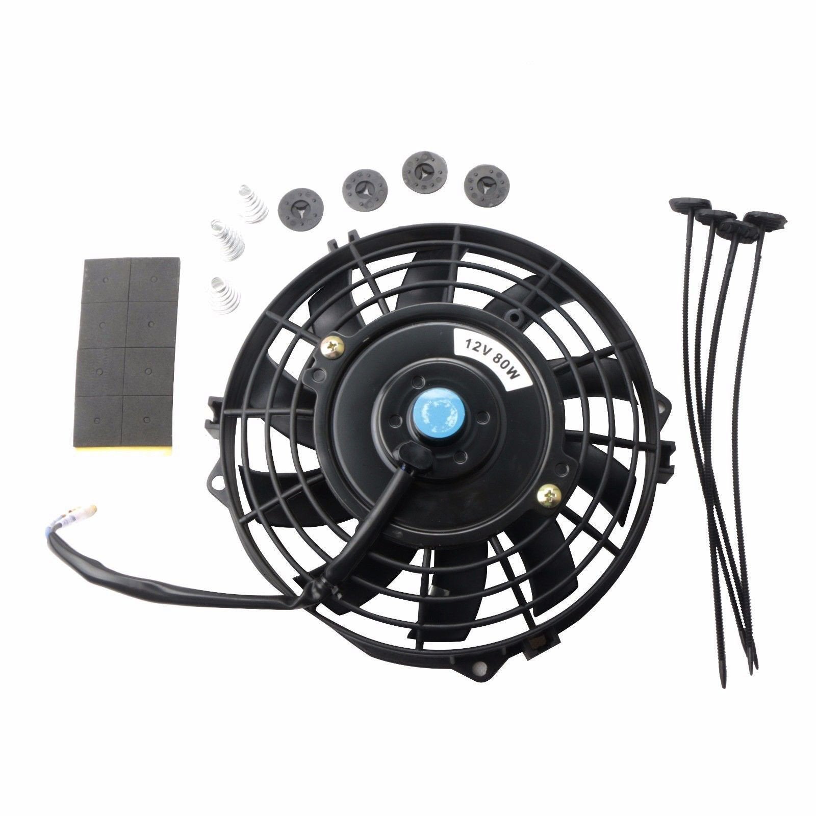 Mostplus Black Universal Electric Radiator Slim Fan Push/Pull 12V + Mounting Kit (7 Inch)