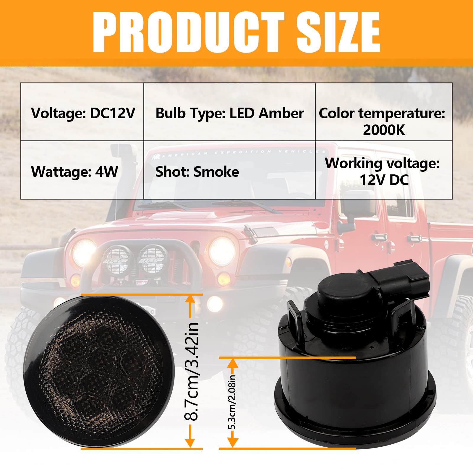 B.Zssy Jk Turn Signal Lights Assembly Compatible With 2007-2018 Jeep Wrangler Jk & Wrangler Unlimited, Led Front Indicator Blink