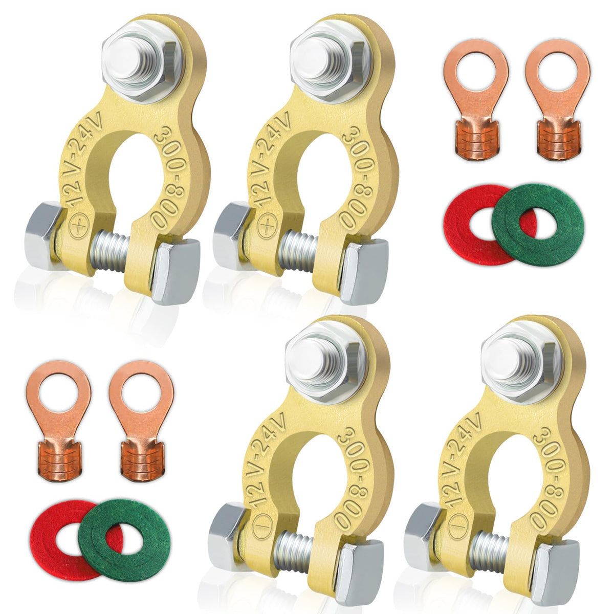 Zonbang Battery Terminal Connectors, 4Pcs Battery Terminals Positive And Negative, Quick Disconnect Car Battery Terminal Connector With Washers, Heavy Duty Car Battery Terminal For Automotive Rv Boat