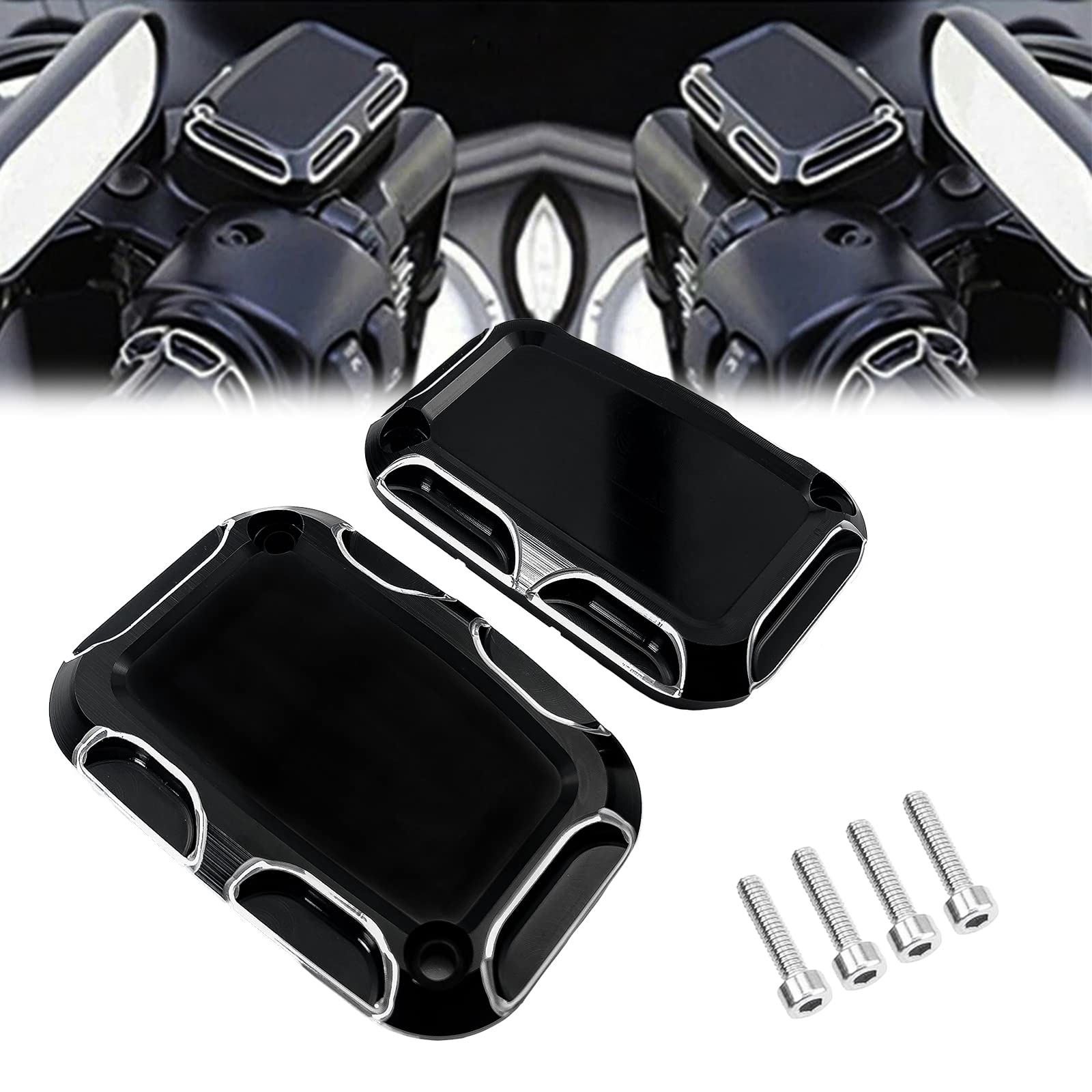 Motorcycle Brake Clutch Master Cylinder Covers Aluminum Left and Right Brake Reservoir Cylinder Cover for Harley Touring Street 
