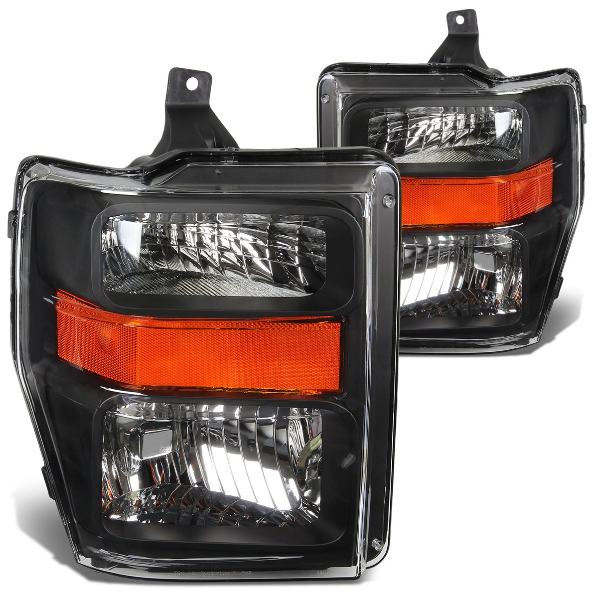 Dna Motoring Hl-Oh-Fsuper08-Bk-Am Black Amber Headlights Replacement Compatible With 08-10 F-250 / F-350 / F-450 / F-550 Super D